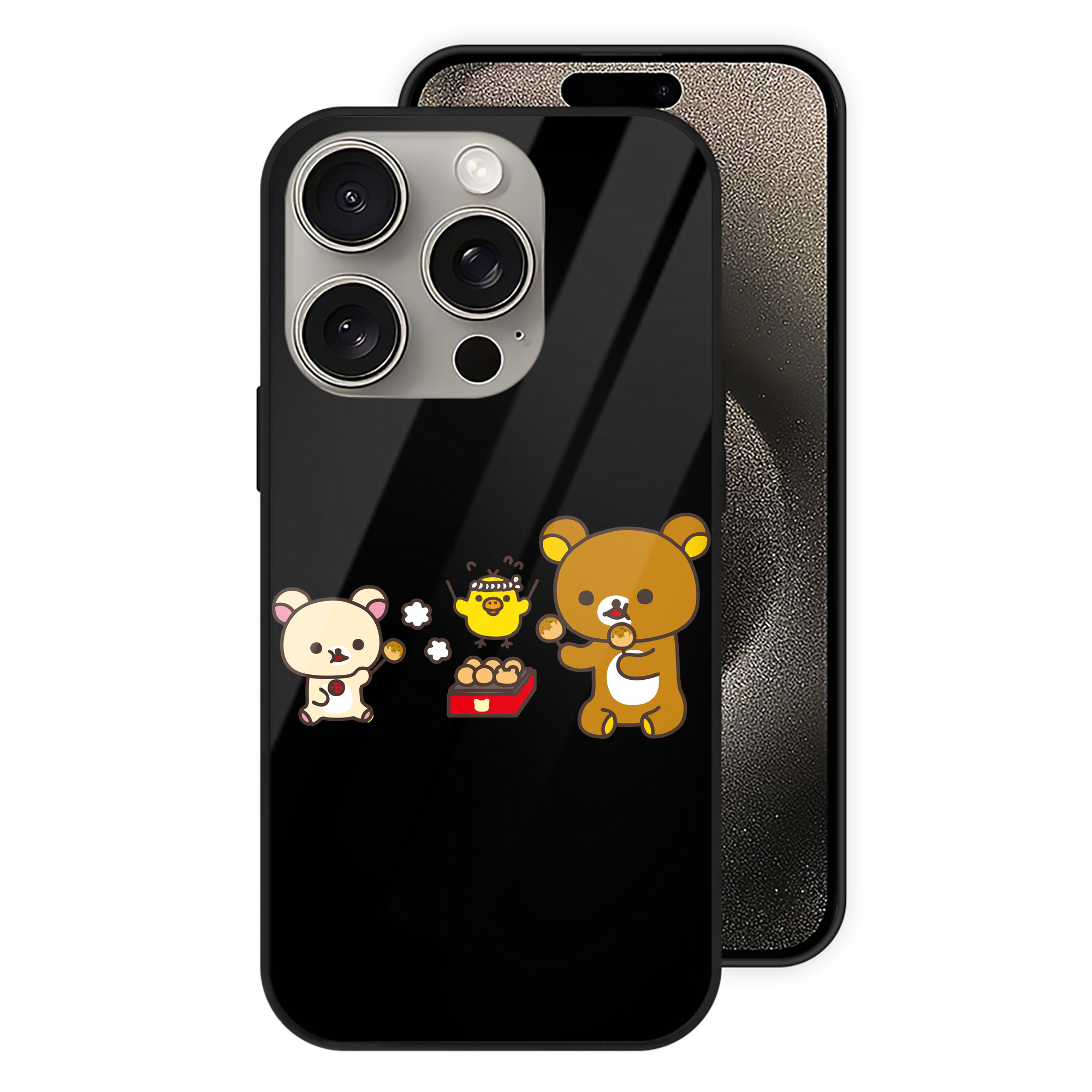 （画像用） リラックマ リラックマ キイロイトリ Rilakkuma Korilakkuma Kiiroitori 【iPhone15Pro対応】スマホケース 耐衝撃＆黄変防止 背面ガラス