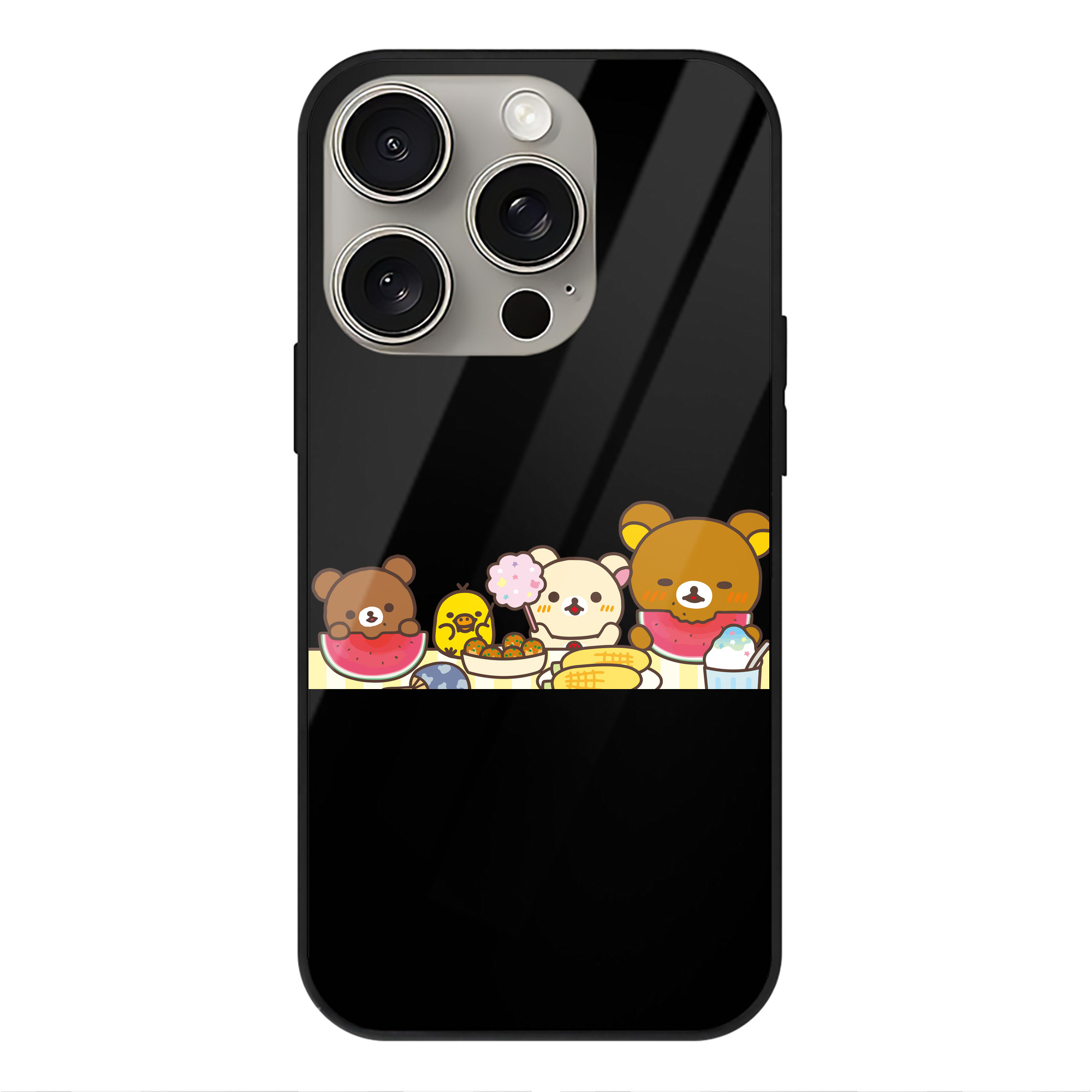 （画像用） リラックマ リラックマ キイロイトリ Rilakkuma Korilakkuma Kiiroitori 【iPhone15Pro対応】スマホケース 耐衝撃＆黄変防止 背面ガラス