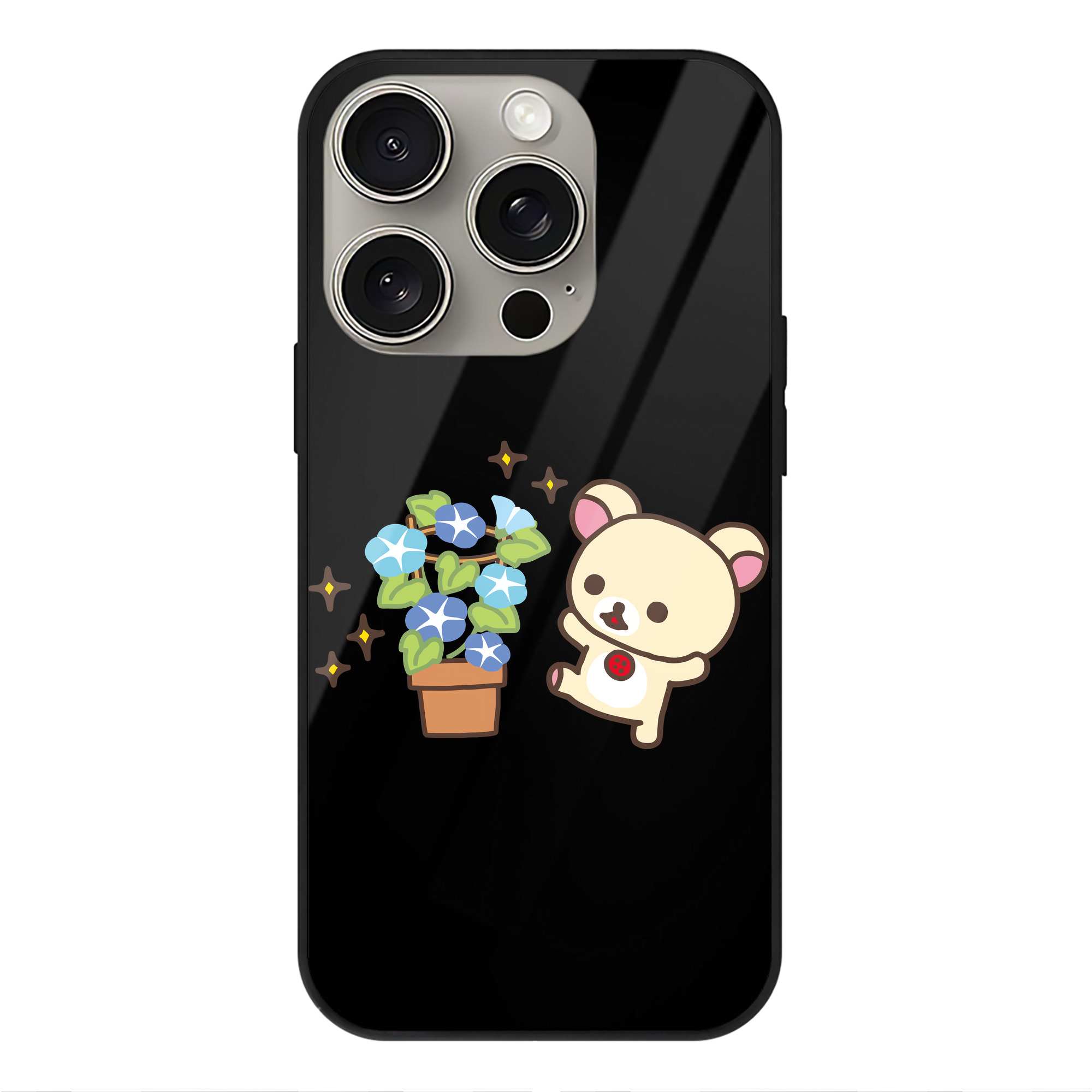 （画像用） リラックマ リラックマ キイロイトリ Rilakkuma Korilakkuma Kiiroitori 【iPhone15Pro対応】スマホケース 耐衝撃＆黄変防止 背面ガラス