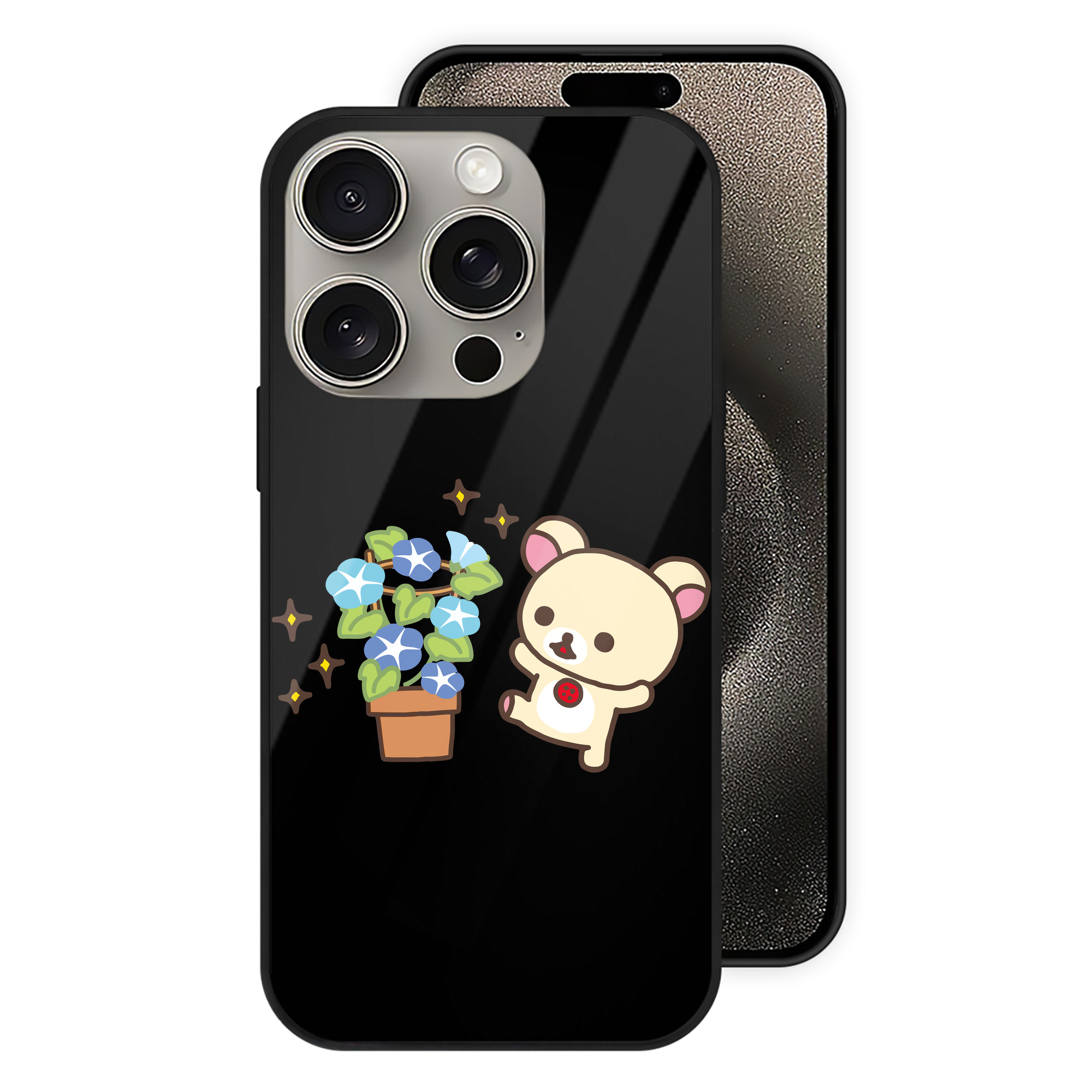 （画像用） リラックマ リラックマ キイロイトリ Rilakkuma Korilakkuma Kiiroitori 【iPhone15Pro対応】スマホケース 耐衝撃＆黄変防止 背面ガラス