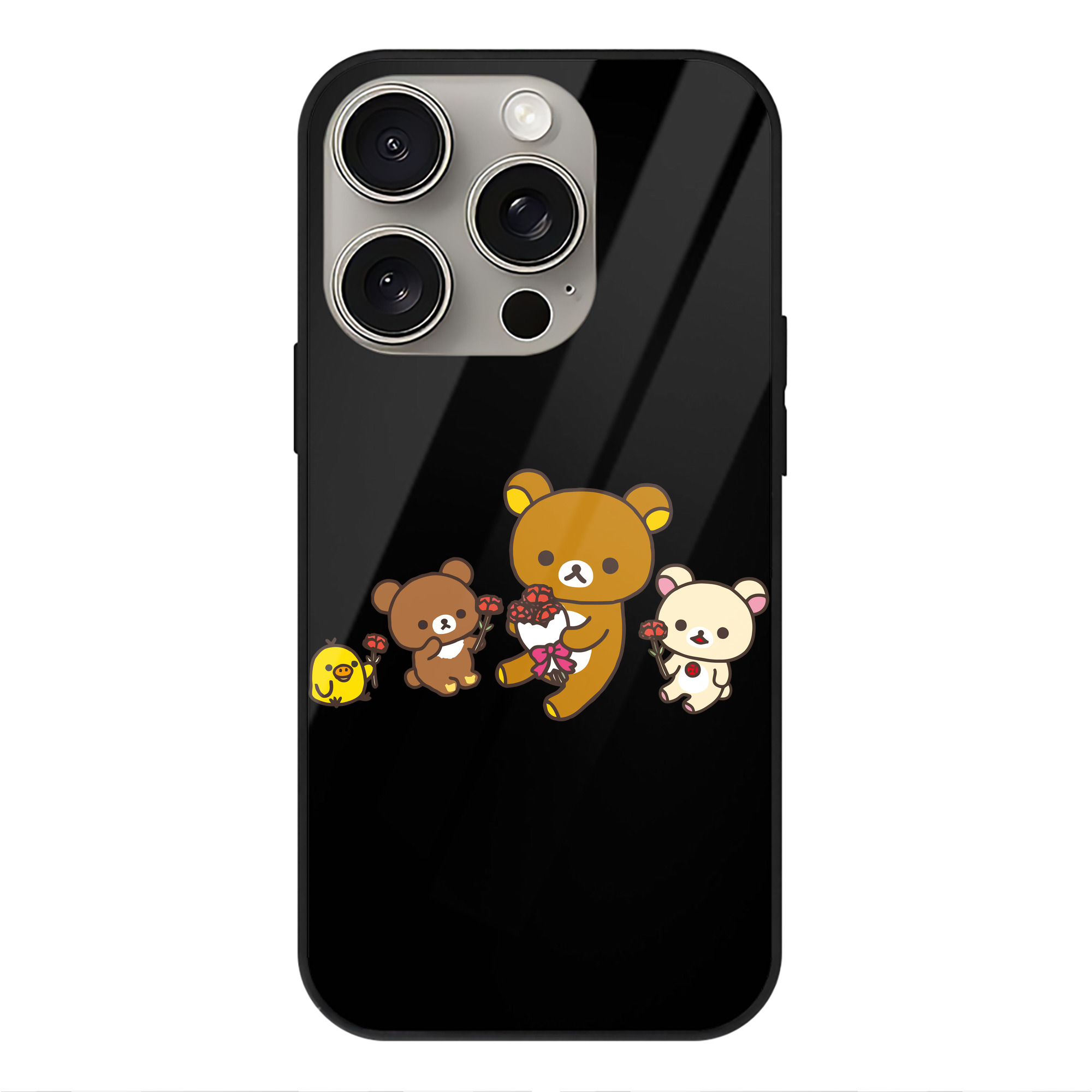 （画像用） リラックマ リラックマ キイロイトリ Rilakkuma Korilakkuma Kiiroitori 【iPhone15Pro対応】スマホケース 耐衝撃＆黄変防止 背面ガラス