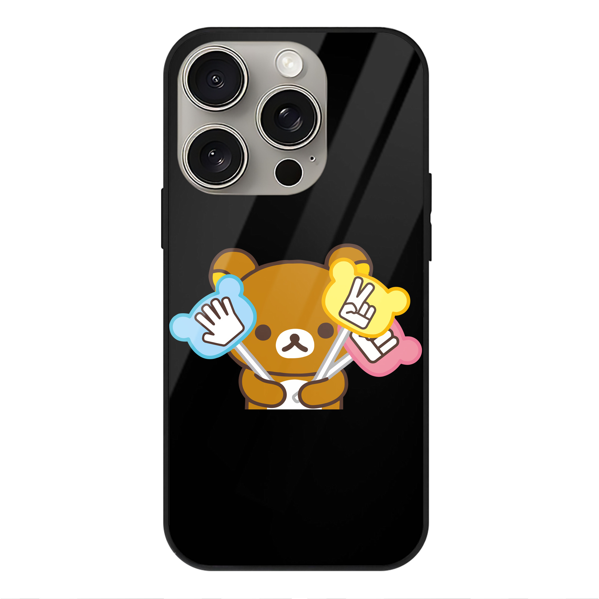（画像用） リラックマ リラックマ キイロイトリ Rilakkuma Korilakkuma Kiiroitori 【iPhone15Pro対応】スマホケース 耐衝撃＆黄変防止 背面ガラス