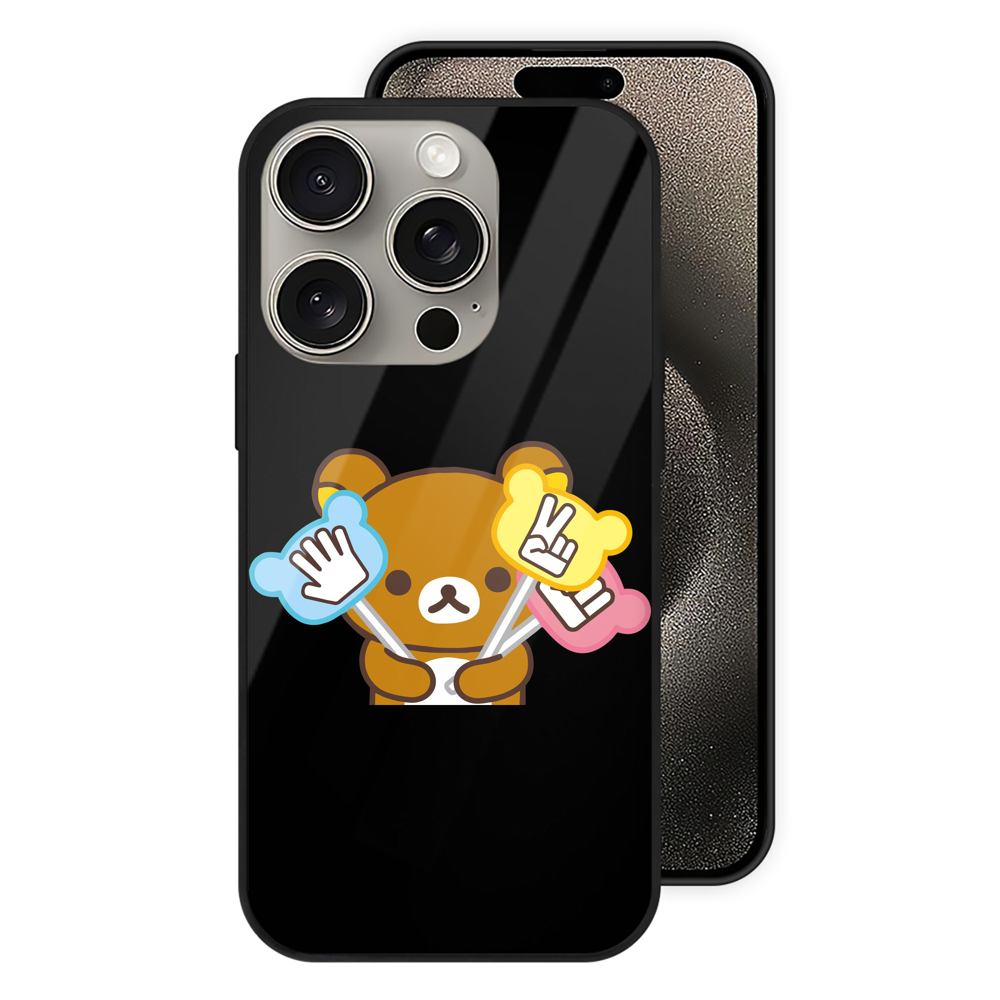 （画像用） リラックマ リラックマ キイロイトリ Rilakkuma Korilakkuma Kiiroitori 【iPhone15Pro対応】スマホケース 耐衝撃＆黄変防止 背面ガラス
