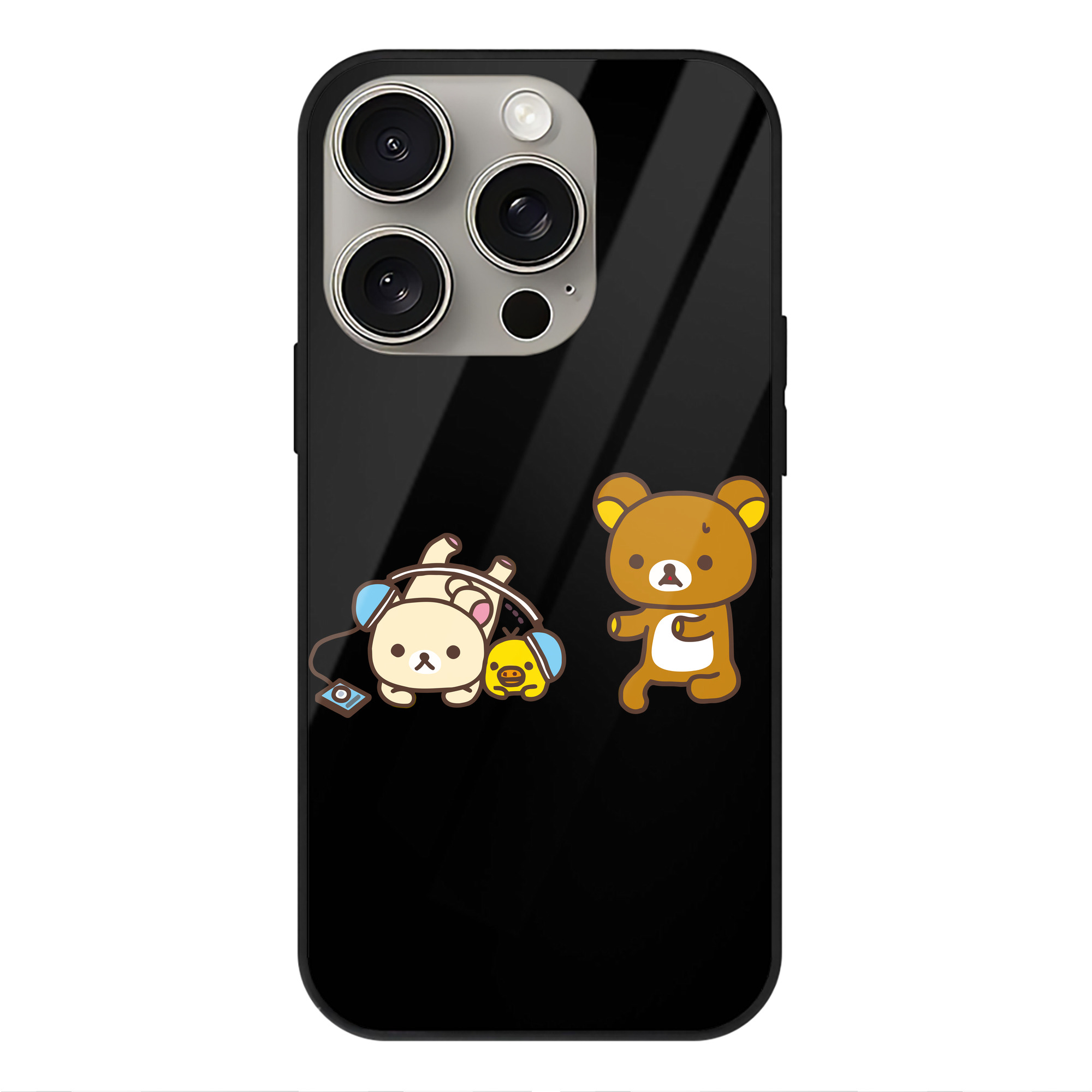 （画像用） リラックマ リラックマ キイロイトリ Rilakkuma Korilakkuma Kiiroitori 【iPhone15Pro対応】スマホケース 耐衝撃＆黄変防止 背面ガラス