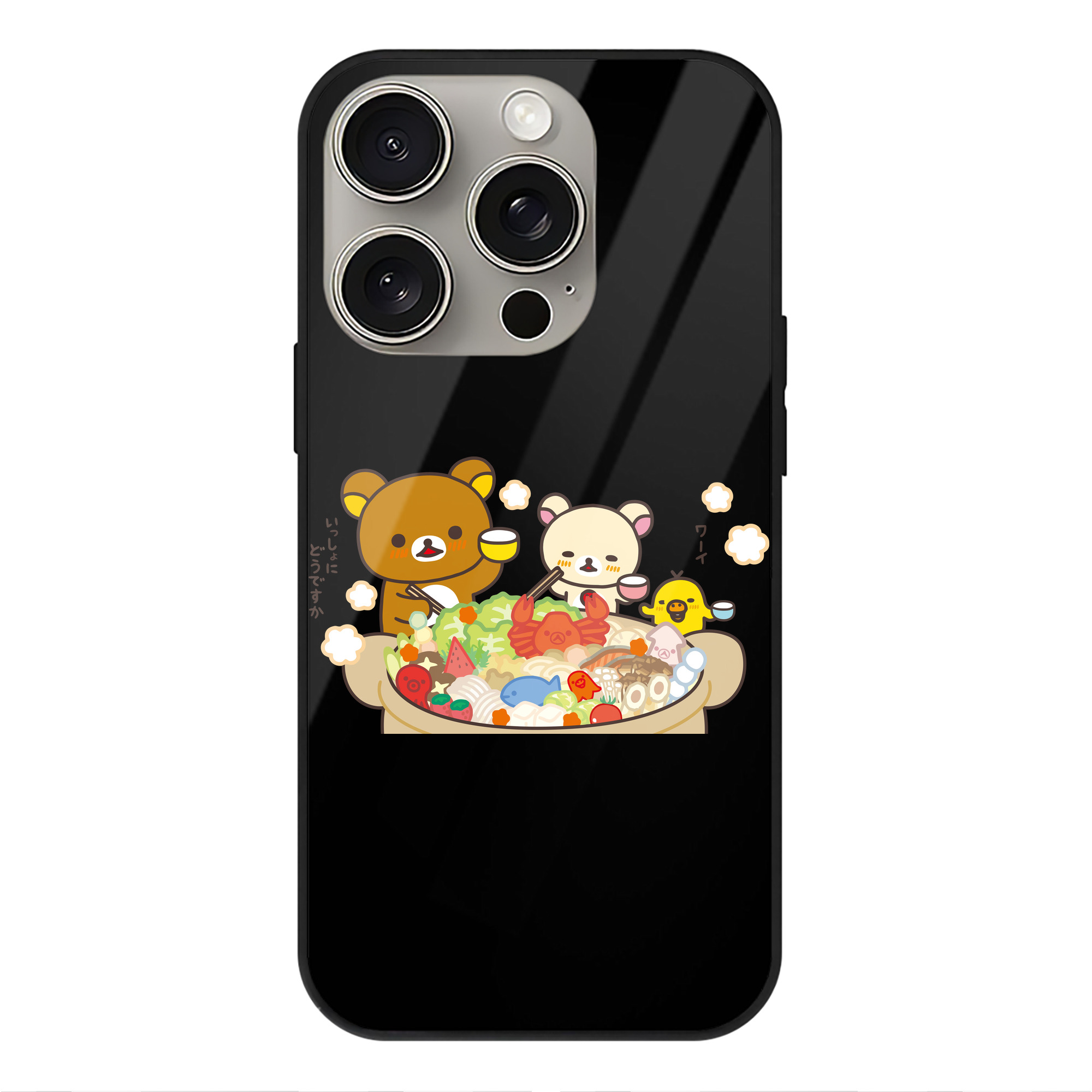 （画像用） リラックマ リラックマ キイロイトリ Rilakkuma Korilakkuma Kiiroitori 【iPhone15Pro対応】スマホケース 耐衝撃＆黄変防止 背面ガラス