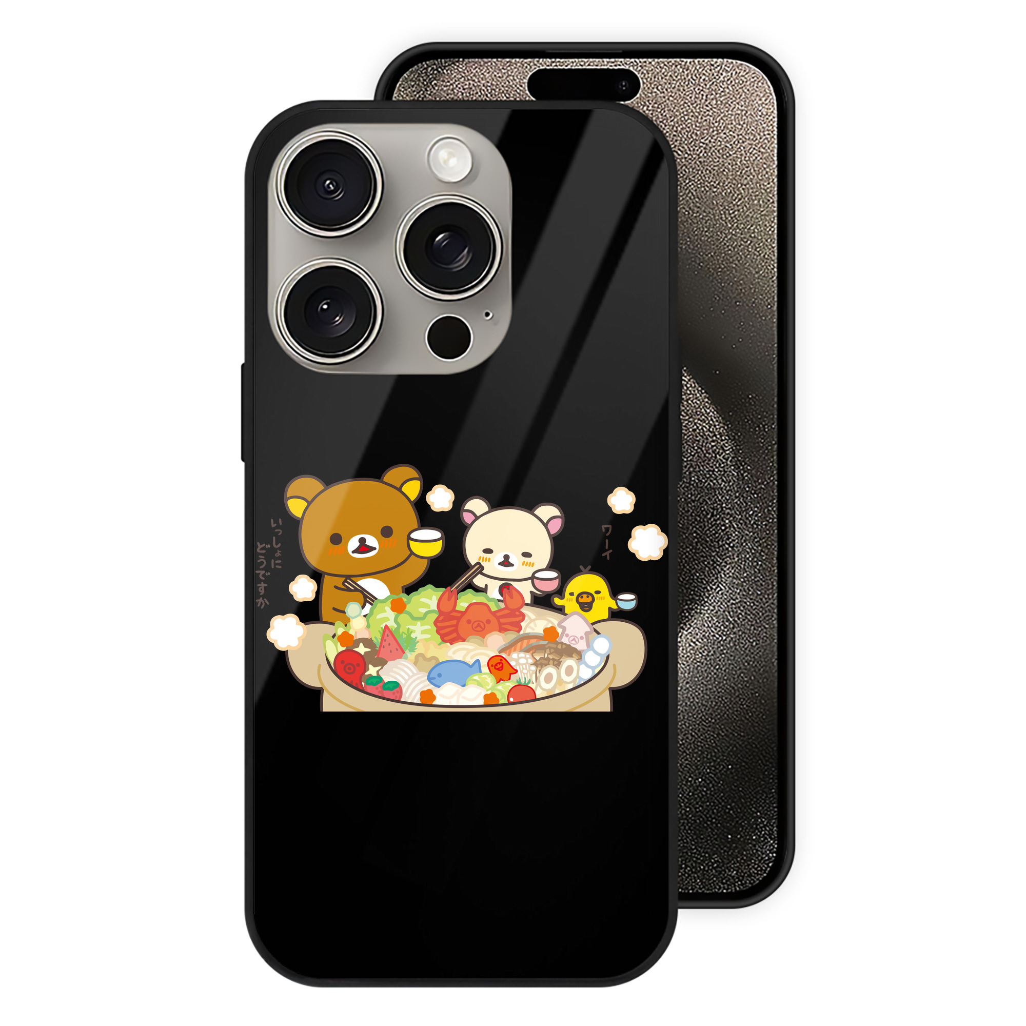 （画像用） リラックマ リラックマ キイロイトリ Rilakkuma Korilakkuma Kiiroitori 【iPhone15Pro対応】スマホケース 耐衝撃＆黄変防止 背面ガラス