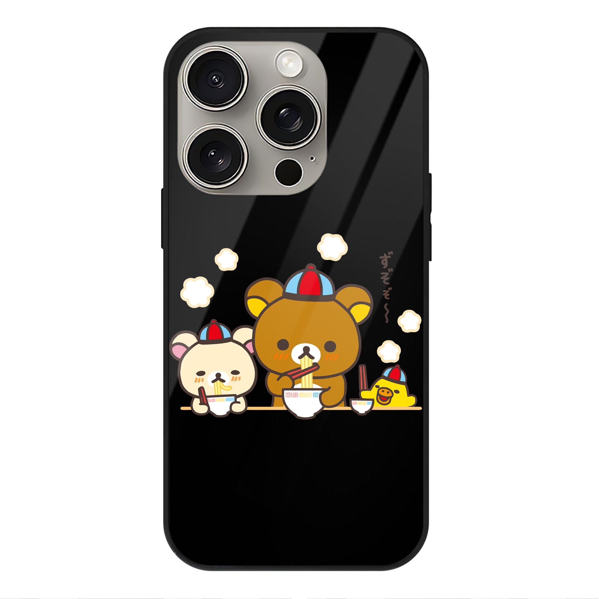 （画像用） リラックマ リラックマ キイロイトリ Rilakkuma Korilakkuma Kiiroitori 【iPhone15Pro対応】スマホケース 耐衝撃＆黄変防止 背面ガラス