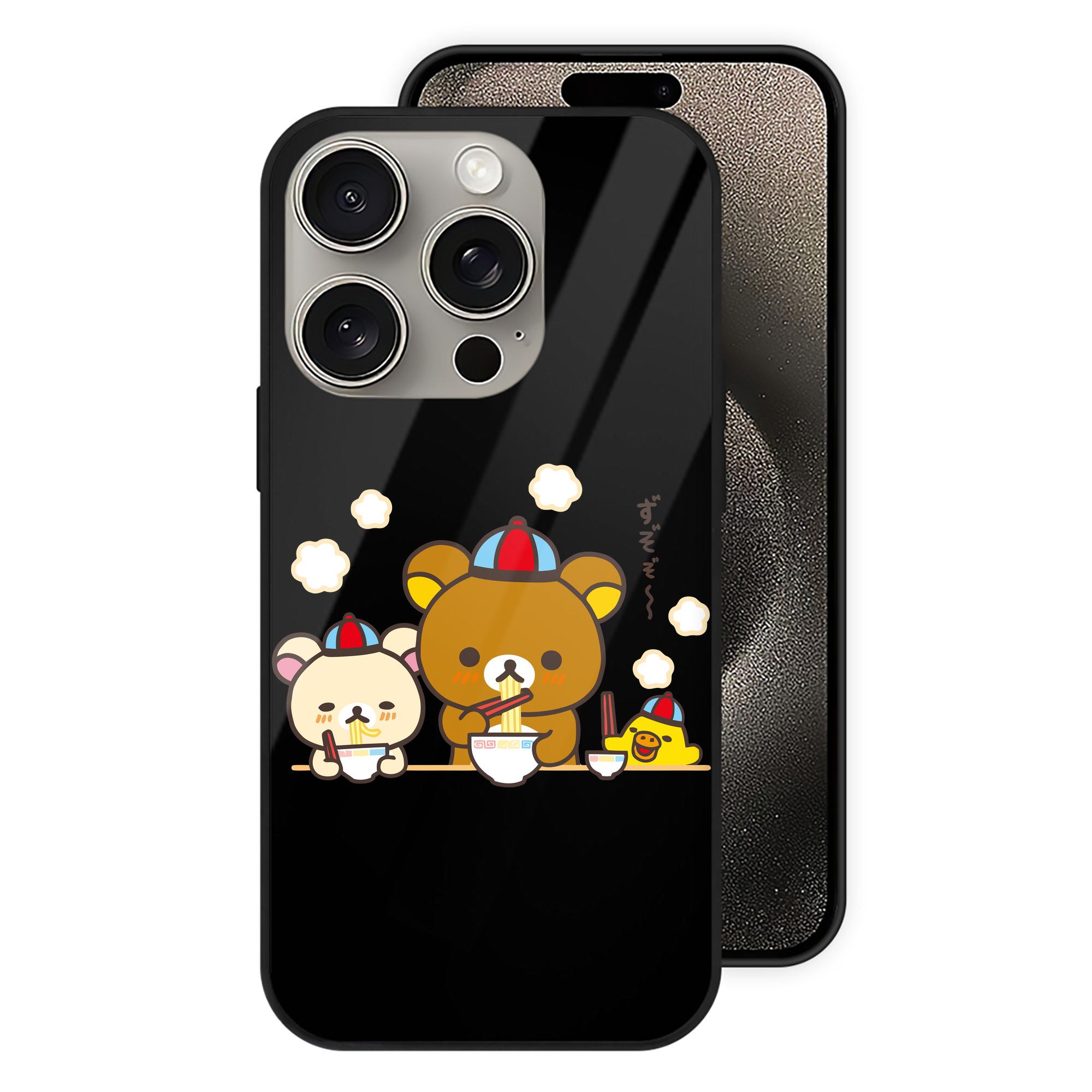 （画像用） リラックマ リラックマ キイロイトリ Rilakkuma Korilakkuma Kiiroitori 【iPhone15Pro対応】スマホケース 耐衝撃＆黄変防止 背面ガラス