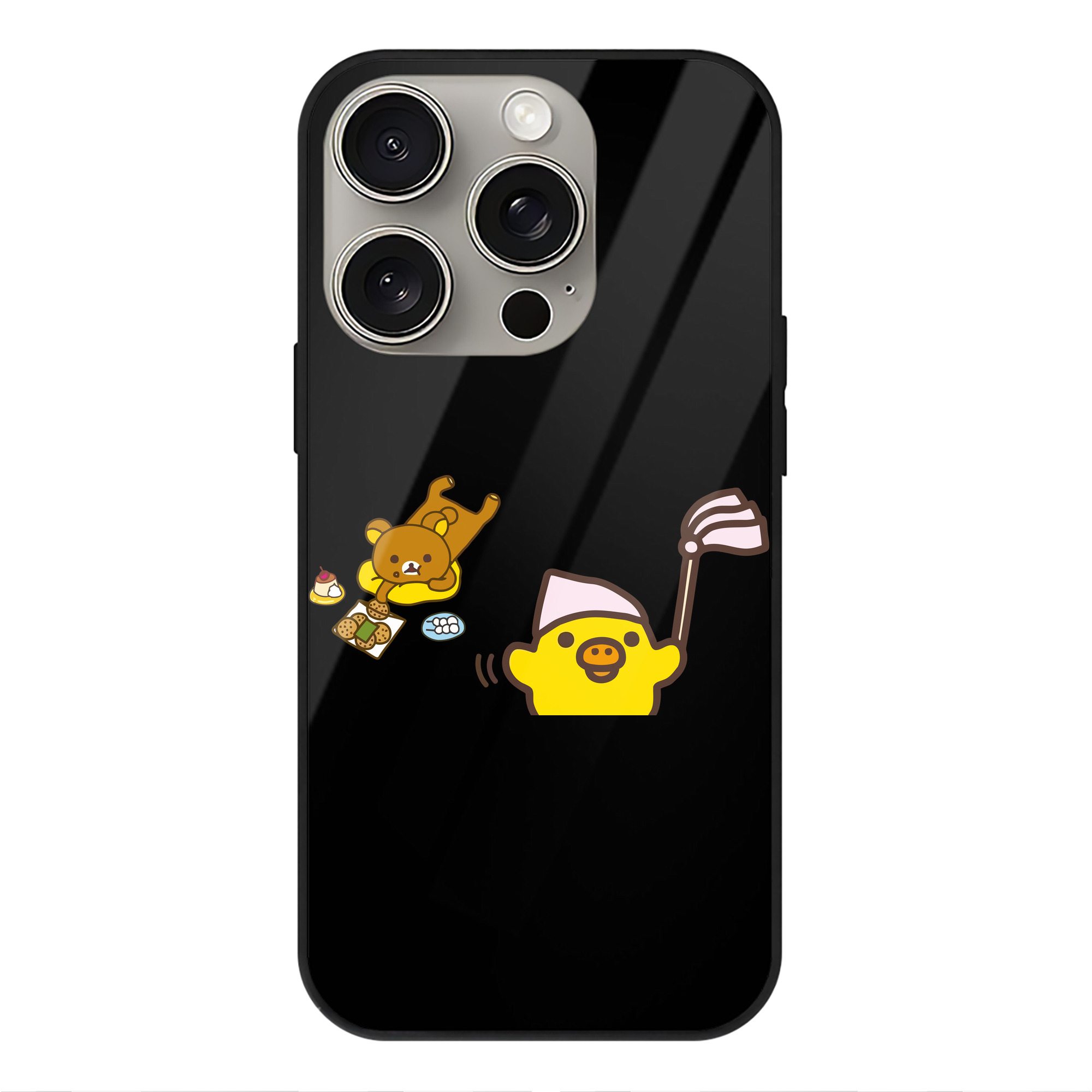 （画像用） リラックマ リラックマ キイロイトリ Rilakkuma Korilakkuma Kiiroitori 【iPhone15Pro対応】スマホケース 耐衝撃＆黄変防止 背面ガラス