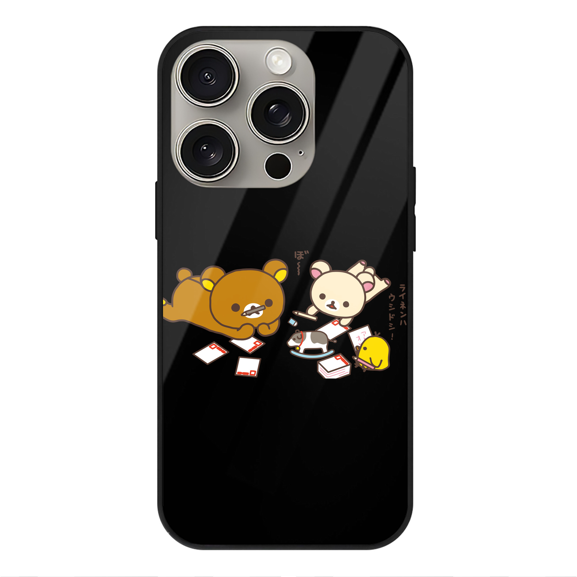 （画像用） リラックマ リラックマ キイロイトリ Rilakkuma Korilakkuma Kiiroitori 【iPhone15Pro対応】スマホケース 耐衝撃＆黄変防止 背面ガラス