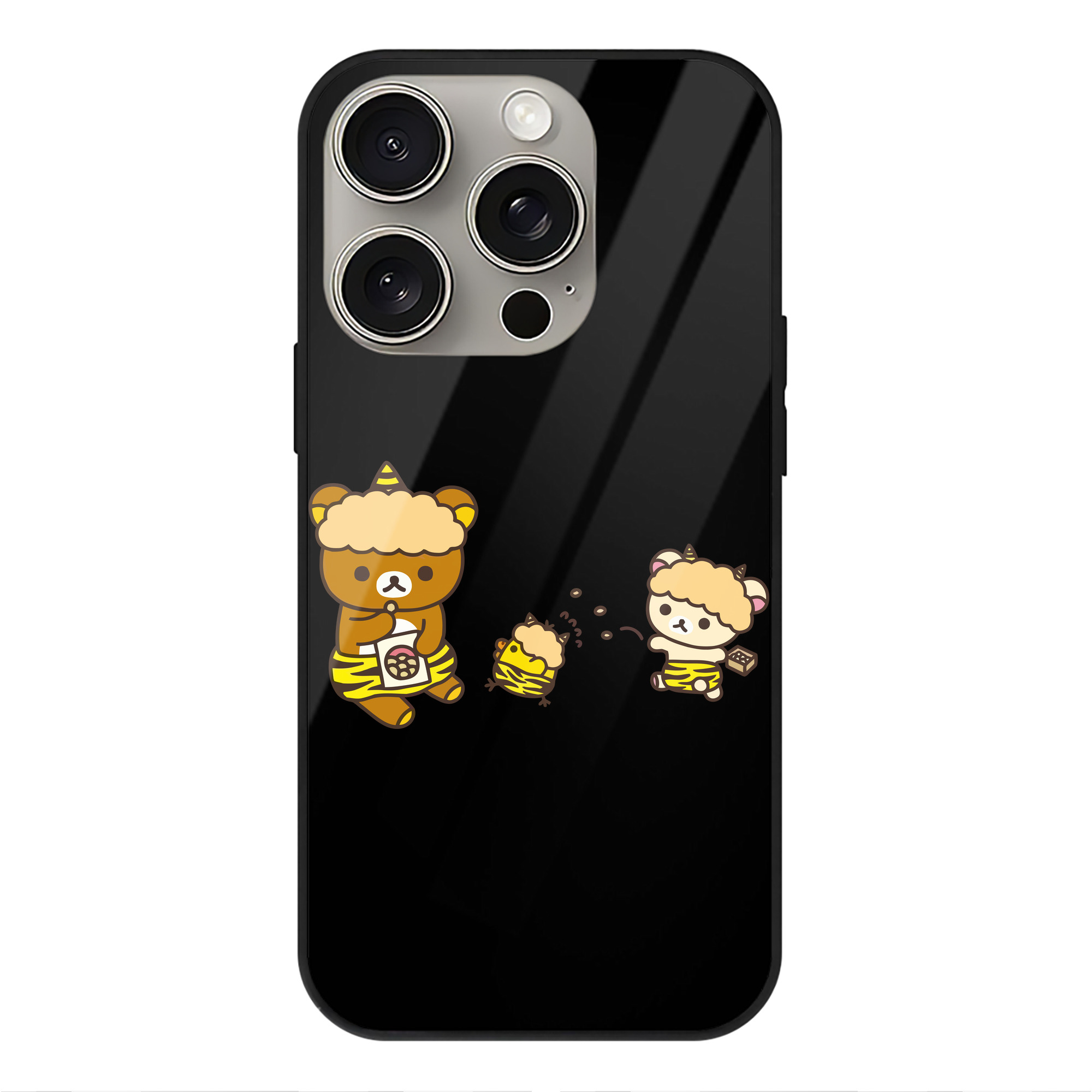 （画像用） リラックマ リラックマ キイロイトリ Rilakkuma Korilakkuma Kiiroitori 【iPhone15Pro対応】スマホケース 耐衝撃＆黄変防止 背面ガラス