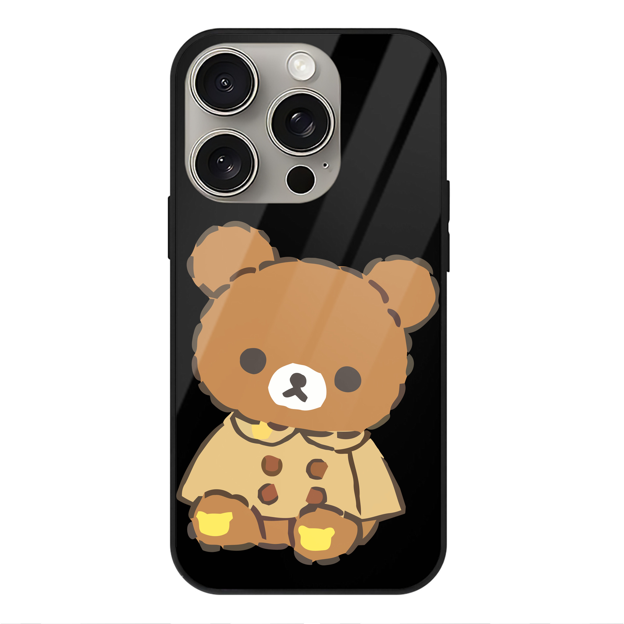 （画像用） リラックマ リラックマ キイロイトリ Rilakkuma Korilakkuma Kiiroitori 【iPhone15Pro対応】スマホケース 耐衝撃＆黄変防止 背面ガラス