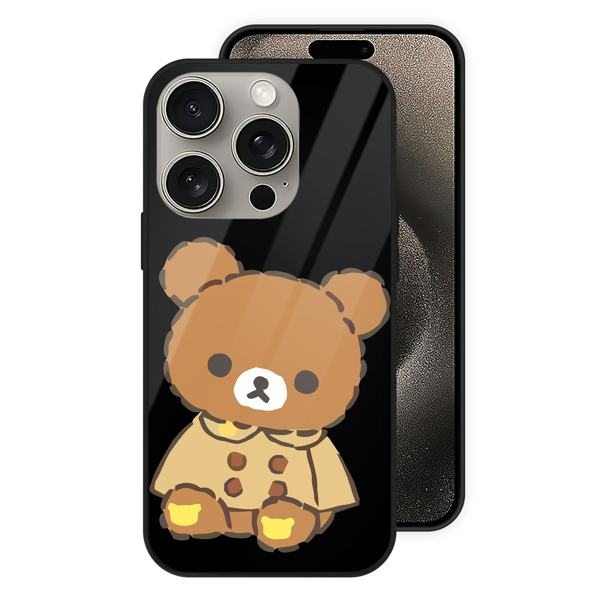 （画像用） リラックマ リラックマ キイロイトリ Rilakkuma Korilakkuma Kiiroitori 【iPhone15Pro対応】スマホケース 耐衝撃＆黄変防止 背面ガラス
