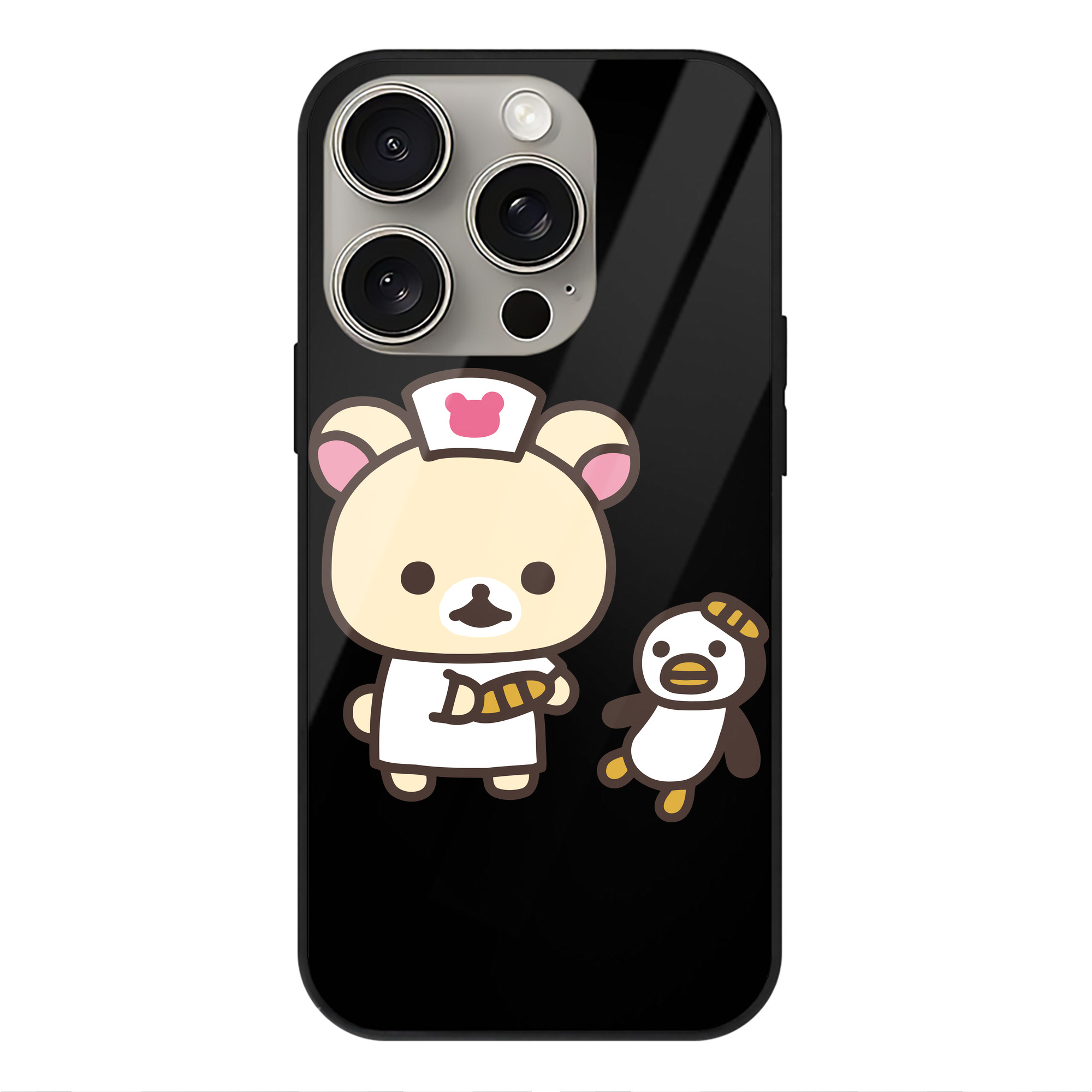 （画像用） リラックマ リラックマ キイロイトリ Rilakkuma Korilakkuma Kiiroitori 【iPhone15Pro対応】スマホケース 耐衝撃＆黄変防止 背面ガラス