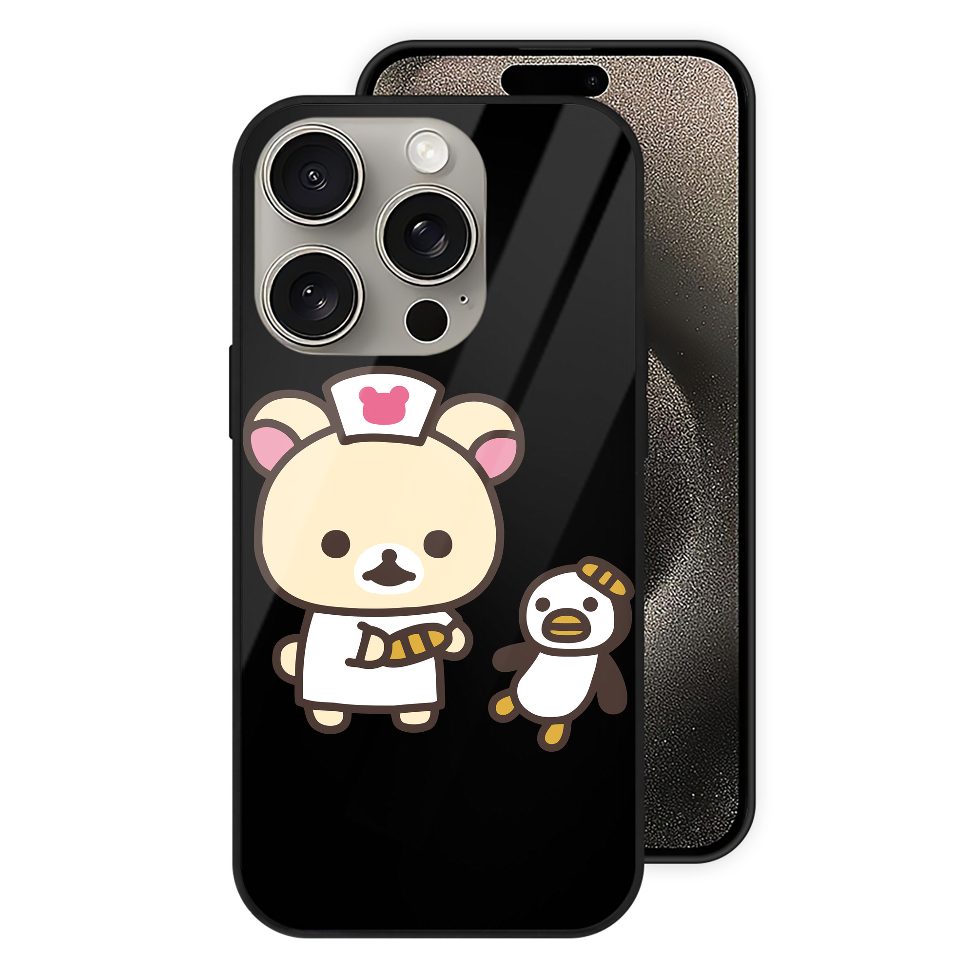 （画像用） リラックマ リラックマ キイロイトリ Rilakkuma Korilakkuma Kiiroitori 【iPhone15Pro対応】スマホケース 耐衝撃＆黄変防止 背面ガラス