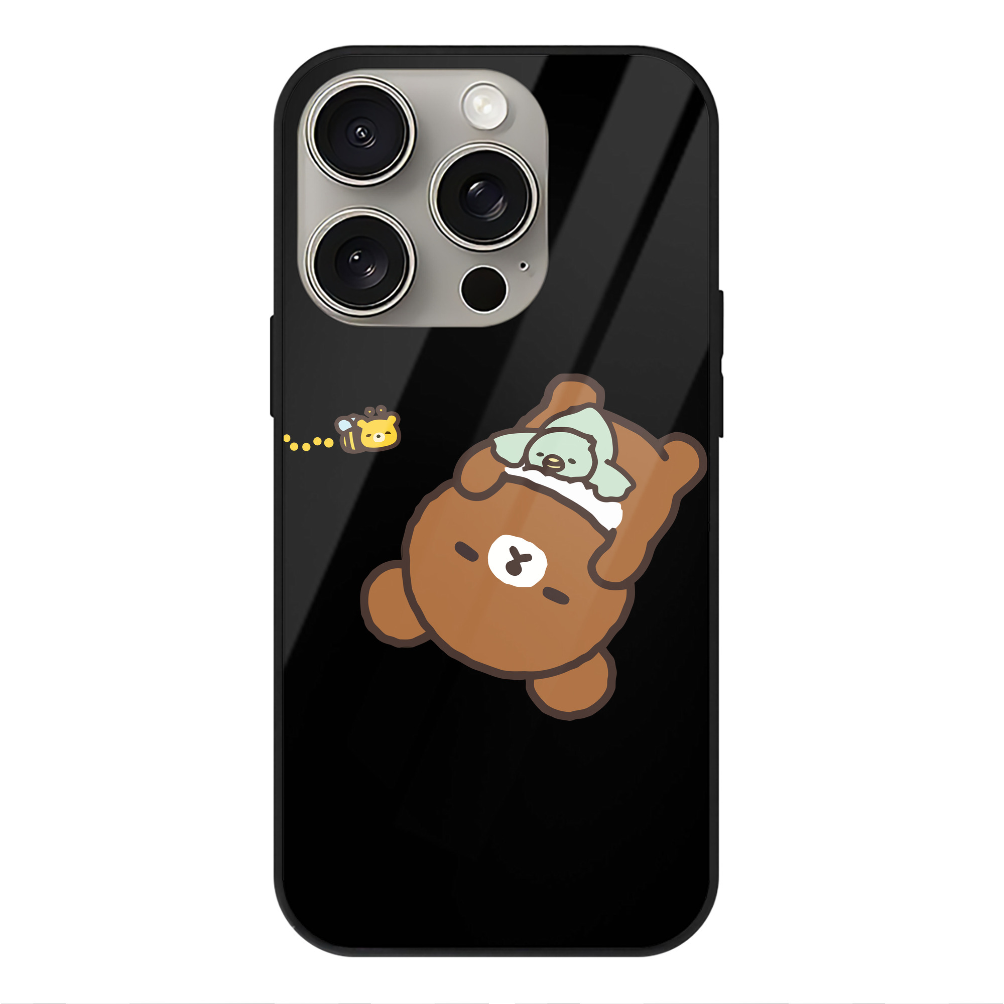 （画像用） リラックマ リラックマ キイロイトリ Rilakkuma Korilakkuma Kiiroitori 【iPhone15Pro対応】スマホケース 耐衝撃＆黄変防止 背面ガラス