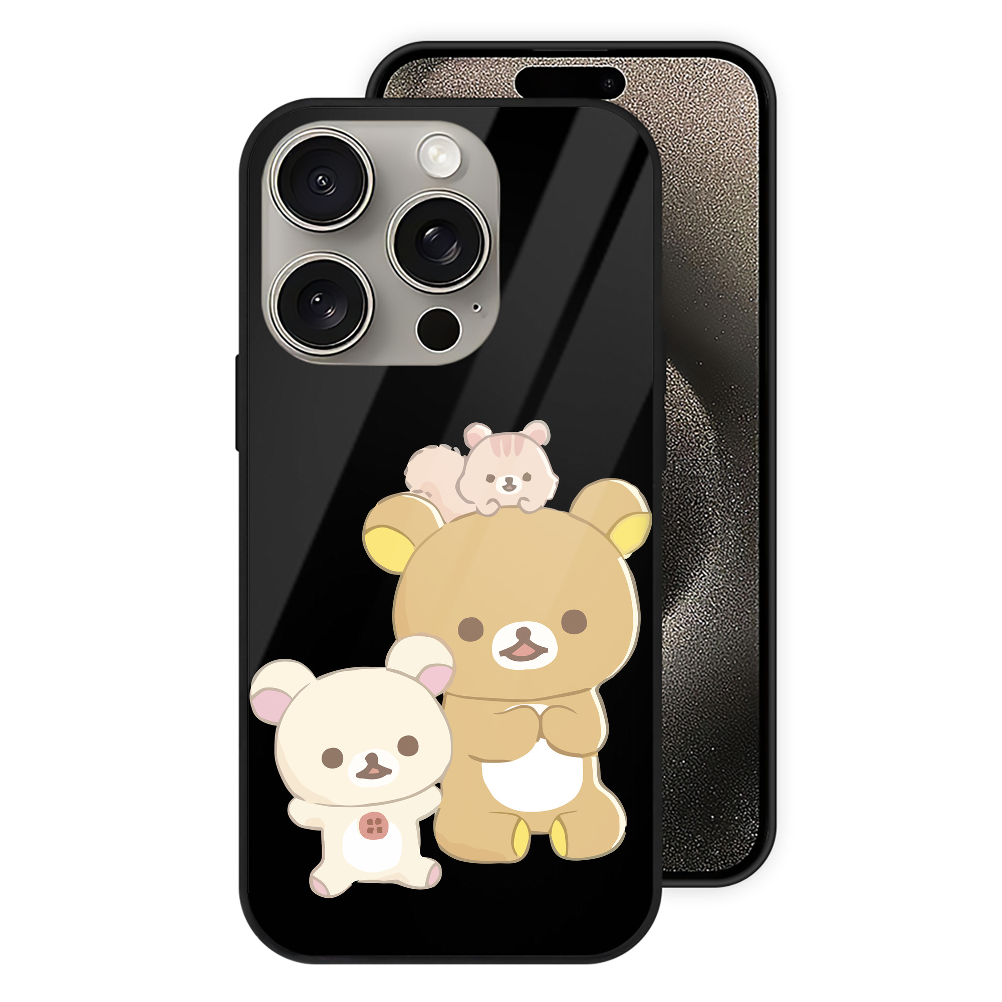 （画像用） リラックマ リラックマ キイロイトリ Rilakkuma Korilakkuma Kiiroitori 【iPhone15Pro対応】スマホケース 耐衝撃＆黄変防止 背面ガラス