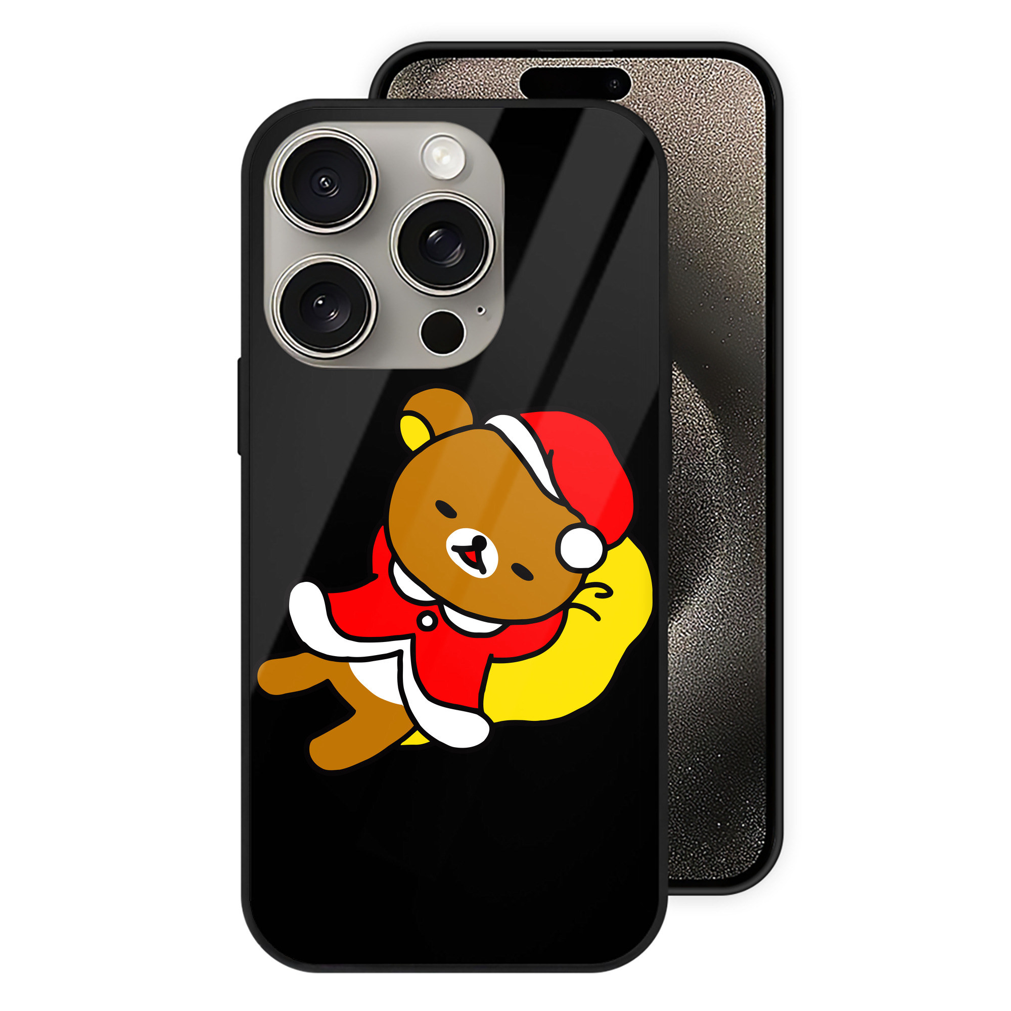 （画像用） リラックマ リラックマ キイロイトリ Rilakkuma Korilakkuma Kiiroitori 【iPhone15Pro対応】スマホケース 耐衝撃＆黄変防止 背面ガラス