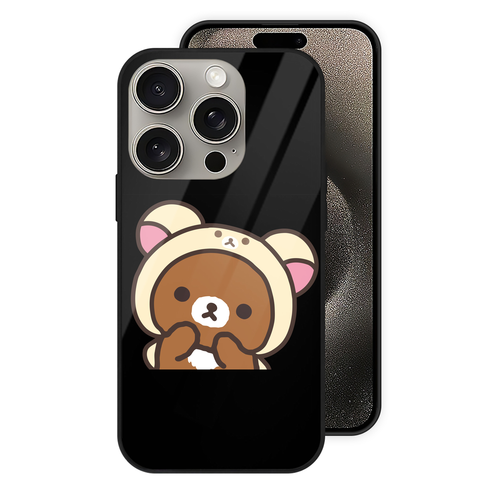（画像用） リラックマ リラックマ キイロイトリ Rilakkuma Korilakkuma Kiiroitori 【iPhone15Pro対応】スマホケース 耐衝撃＆黄変防止 背面ガラス