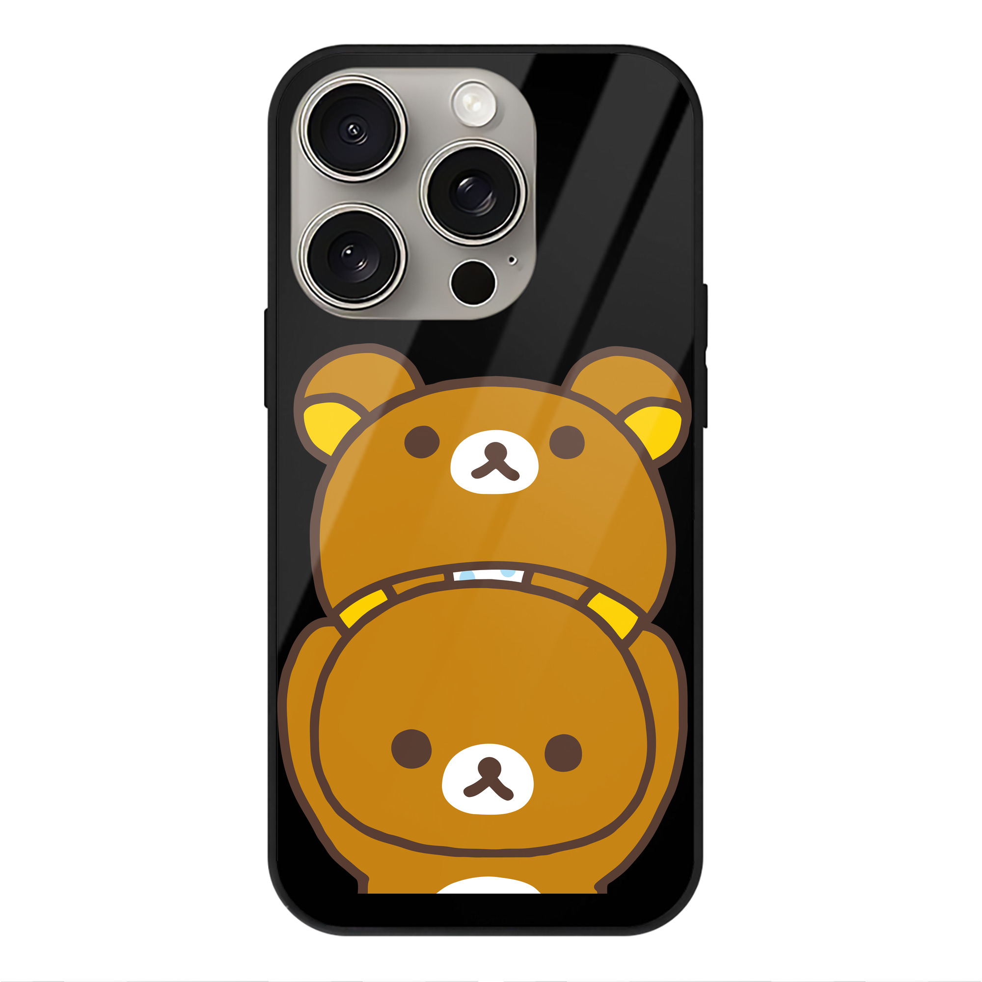 （画像用） リラックマ リラックマ キイロイトリ Rilakkuma Korilakkuma Kiiroitori 【iPhone15Pro対応】スマホケース 耐衝撃＆黄変防止 背面ガラス