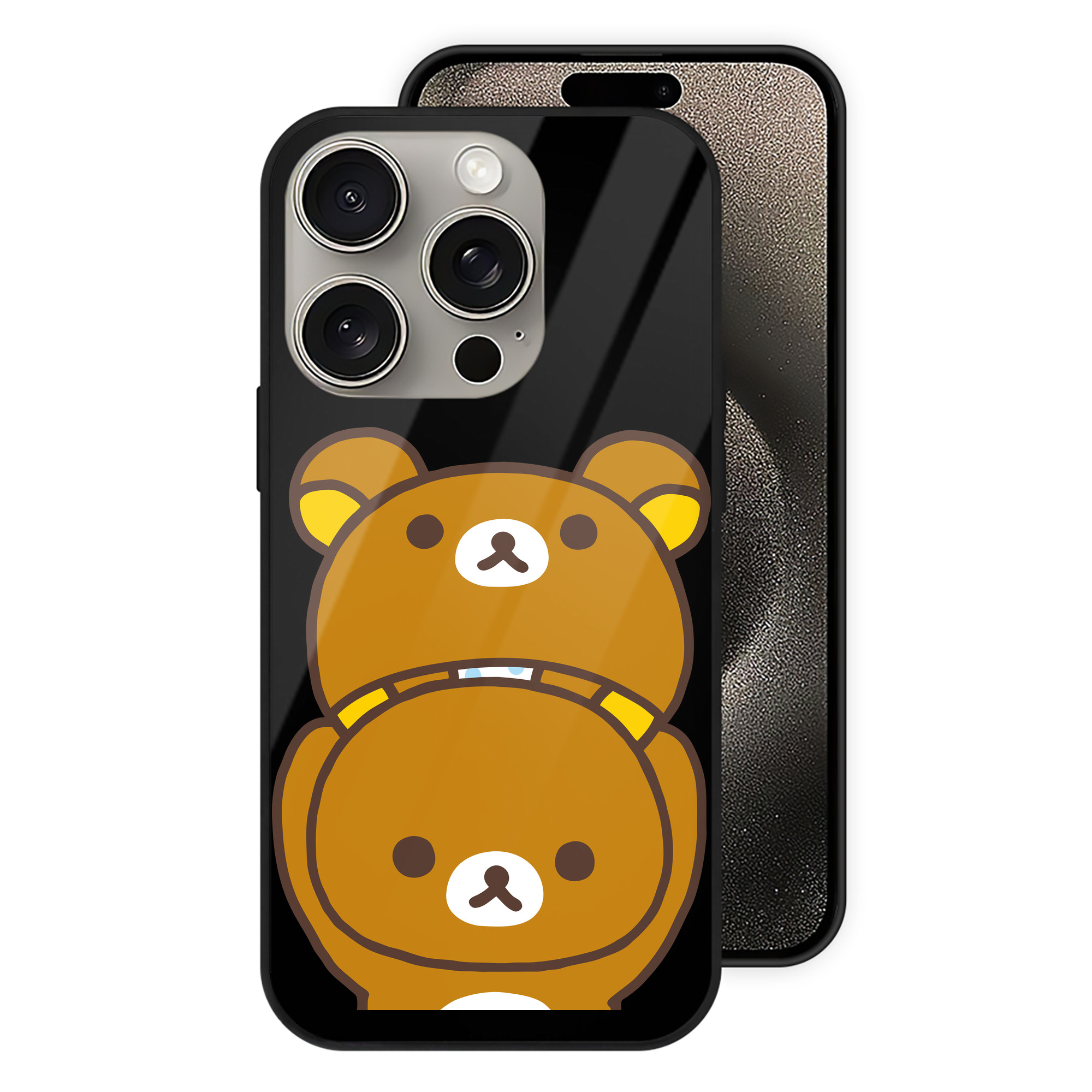 （画像用） リラックマ リラックマ キイロイトリ Rilakkuma Korilakkuma Kiiroitori 【iPhone15Pro対応】スマホケース 耐衝撃＆黄変防止 背面ガラス