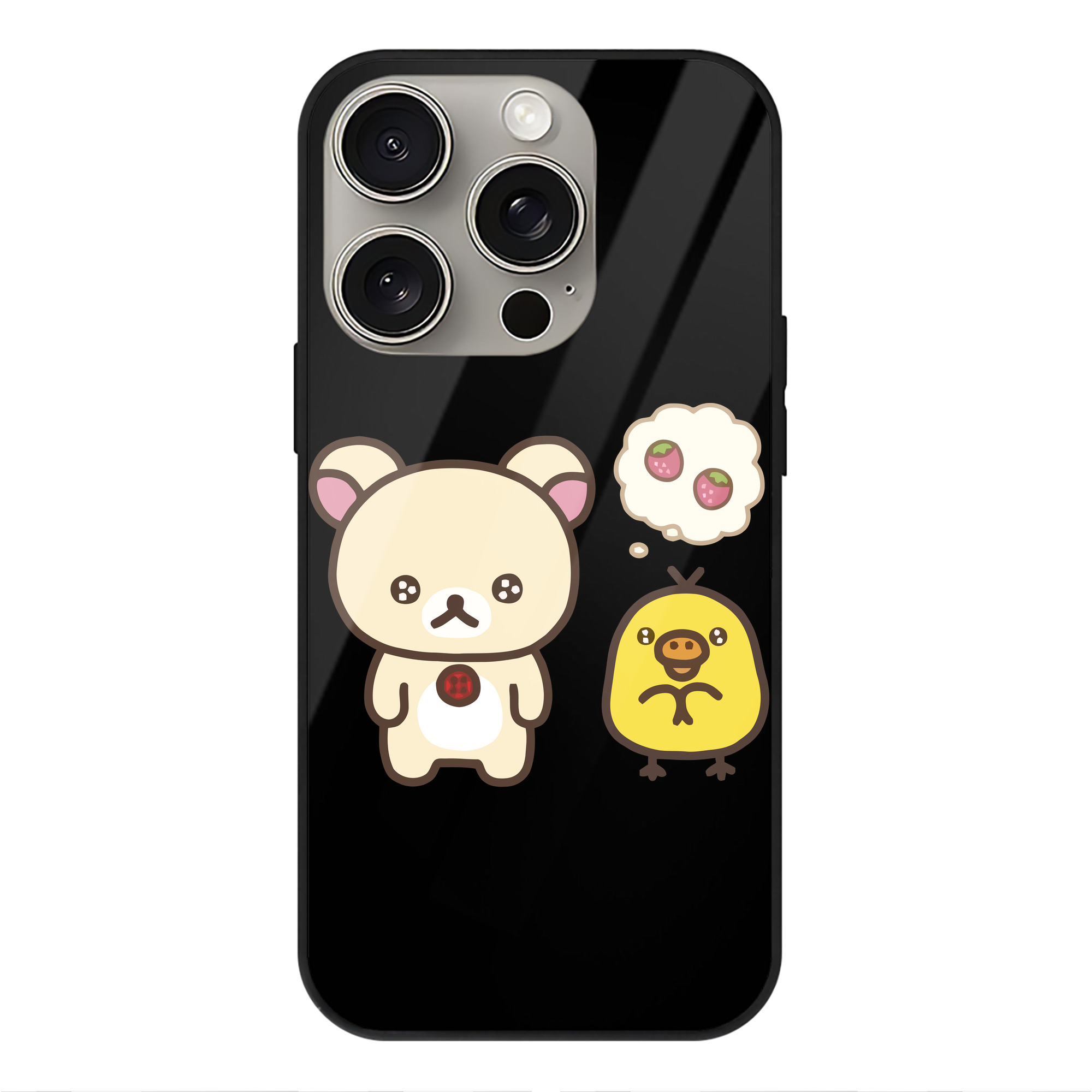 （画像用） リラックマ リラックマ キイロイトリ Rilakkuma Korilakkuma Kiiroitori 【iPhone15Pro対応】スマホケース 耐衝撃＆黄変防止 背面ガラス