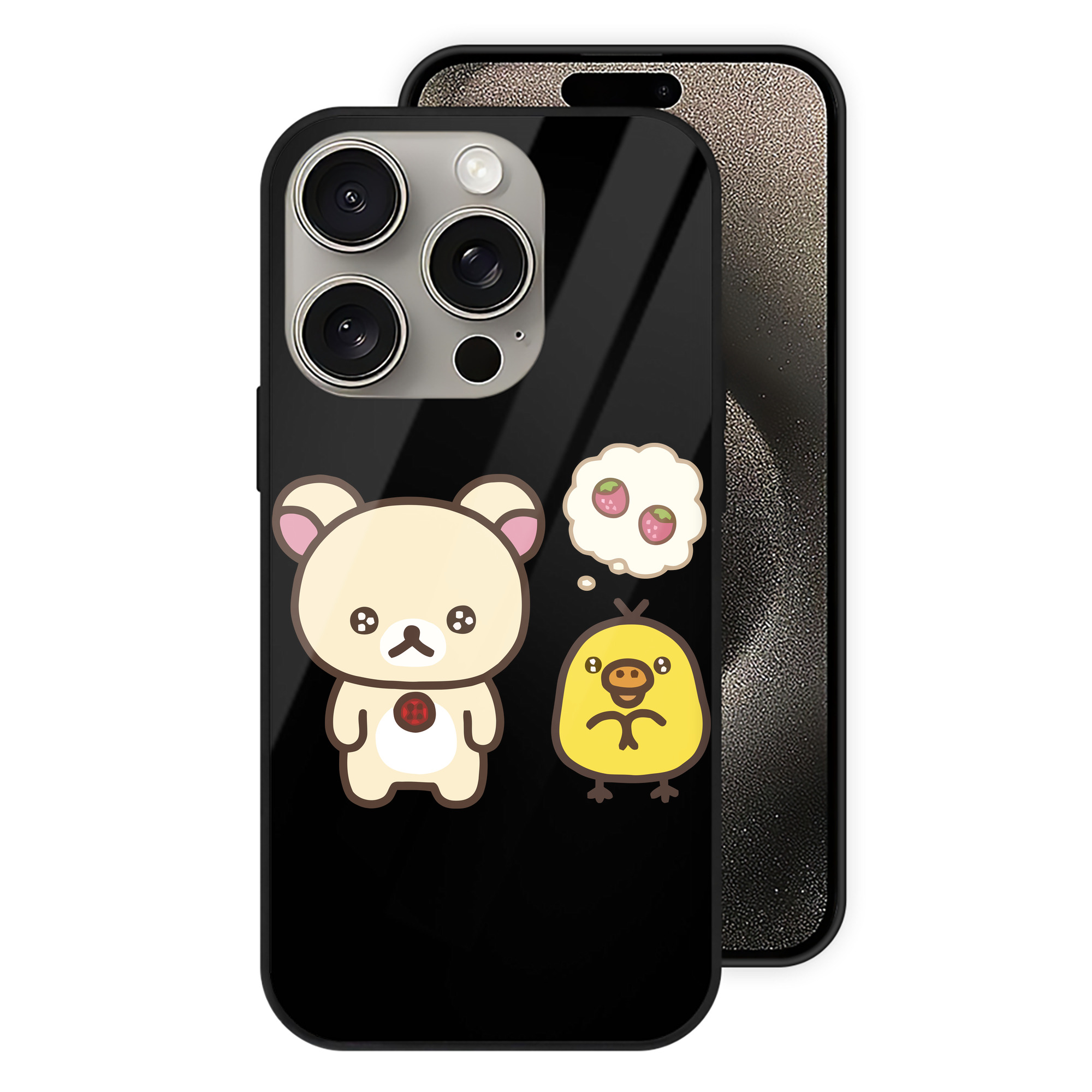 （画像用） リラックマ リラックマ キイロイトリ Rilakkuma Korilakkuma Kiiroitori 【iPhone15Pro対応】スマホケース 耐衝撃＆黄変防止 背面ガラス