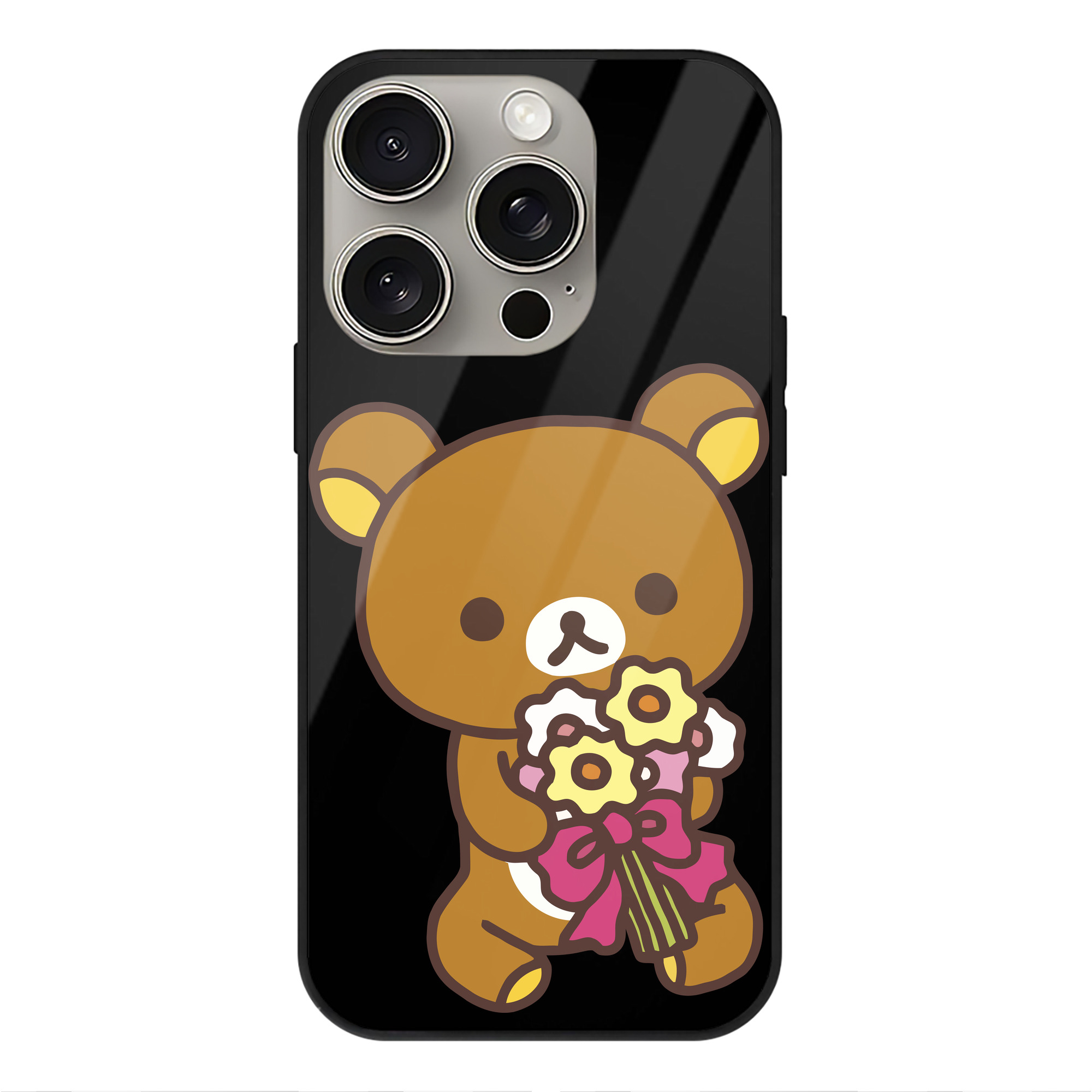 （画像用） リラックマ リラックマ キイロイトリ Rilakkuma Korilakkuma Kiiroitori 【iPhone15Pro対応】スマホケース 耐衝撃＆黄変防止 背面ガラス