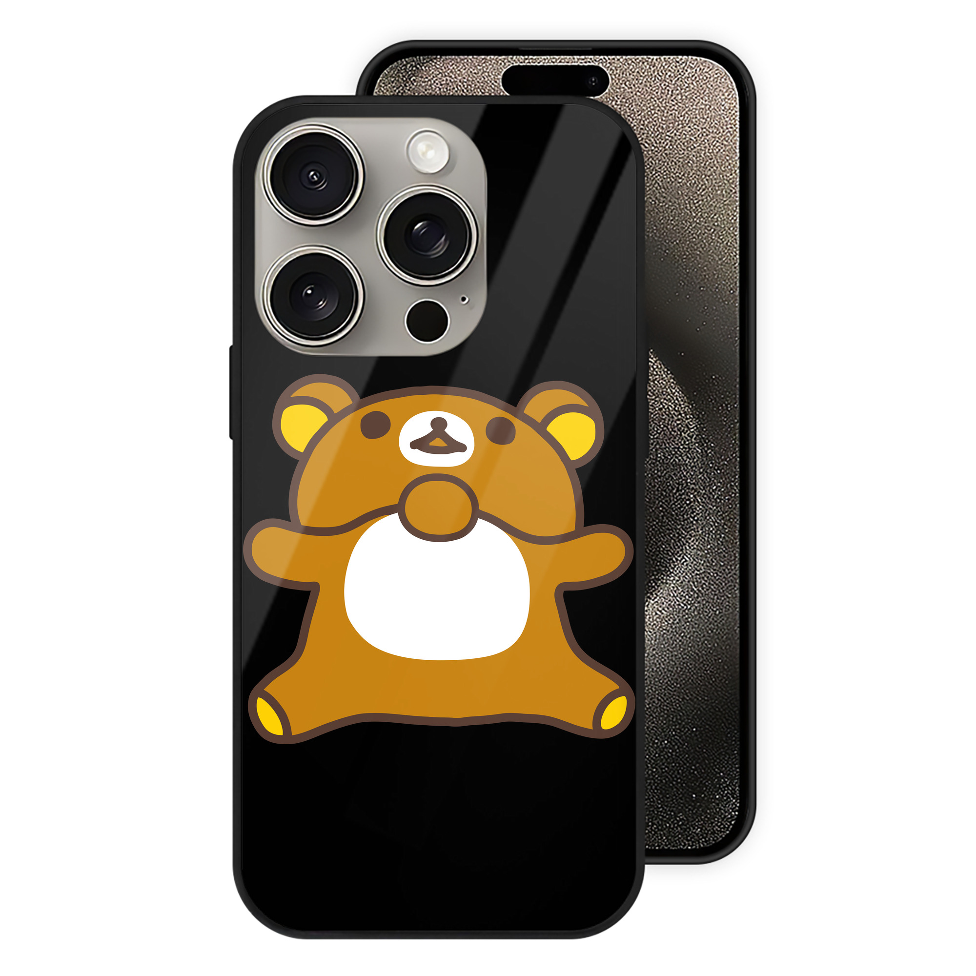 （画像用） リラックマ リラックマ キイロイトリ Rilakkuma Korilakkuma Kiiroitori 【iPhone15Pro対応】スマホケース 耐衝撃＆黄変防止 背面ガラス