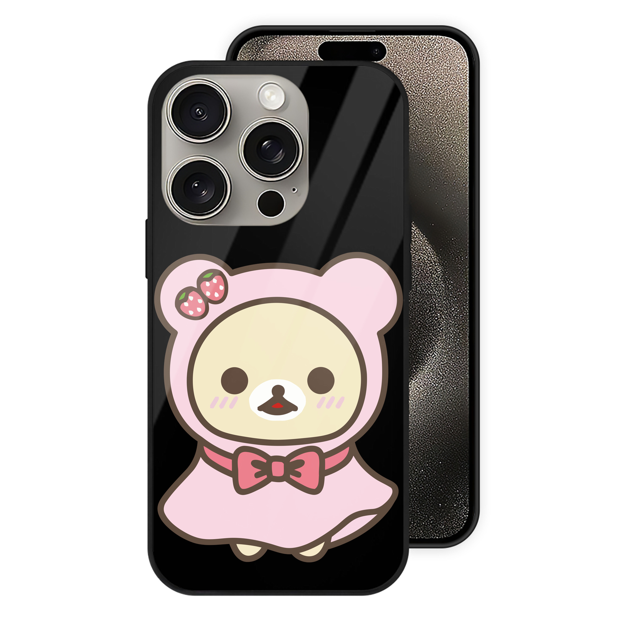 （画像用） リラックマ リラックマ キイロイトリ Rilakkuma Korilakkuma Kiiroitori 【iPhone15Pro対応】スマホケース 耐衝撃＆黄変防止 背面ガラス