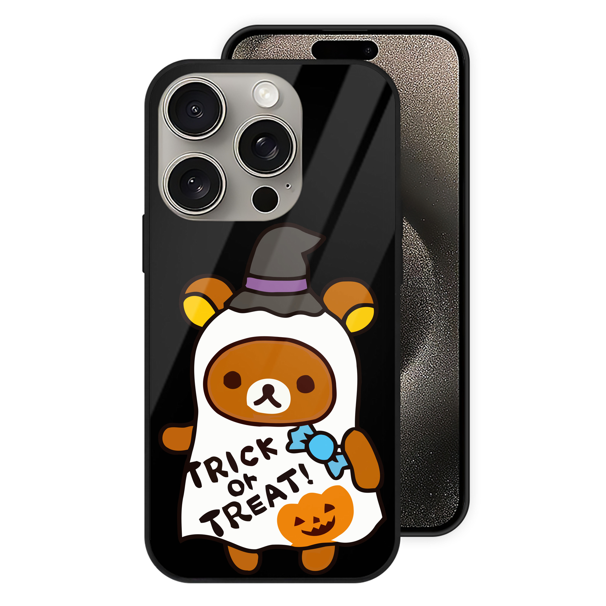（画像用） リラックマ リラックマ キイロイトリ Rilakkuma Korilakkuma Kiiroitori 【iPhone15Pro対応】スマホケース 耐衝撃＆黄変防止 背面ガラス
