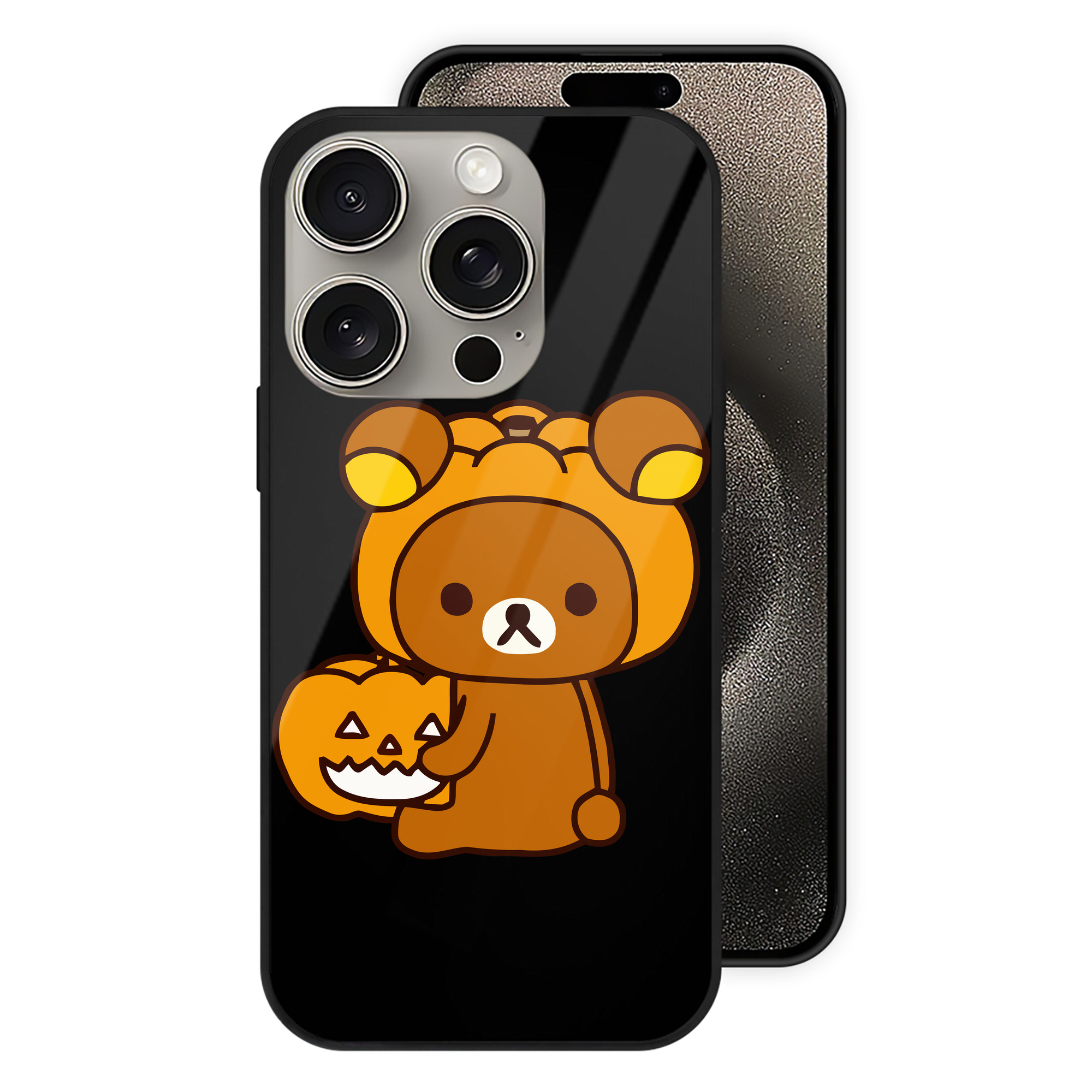 （画像用） リラックマ リラックマ キイロイトリ Rilakkuma Korilakkuma Kiiroitori 【iPhone15Pro対応】スマホケース 耐衝撃＆黄変防止 背面ガラス