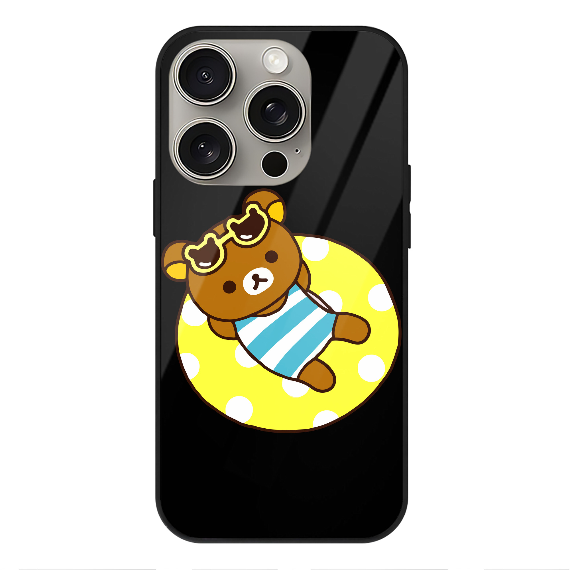 （画像用） リラックマ リラックマ キイロイトリ Rilakkuma Korilakkuma Kiiroitori 【iPhone15Pro対応】スマホケース 耐衝撃＆黄変防止 背面ガラス