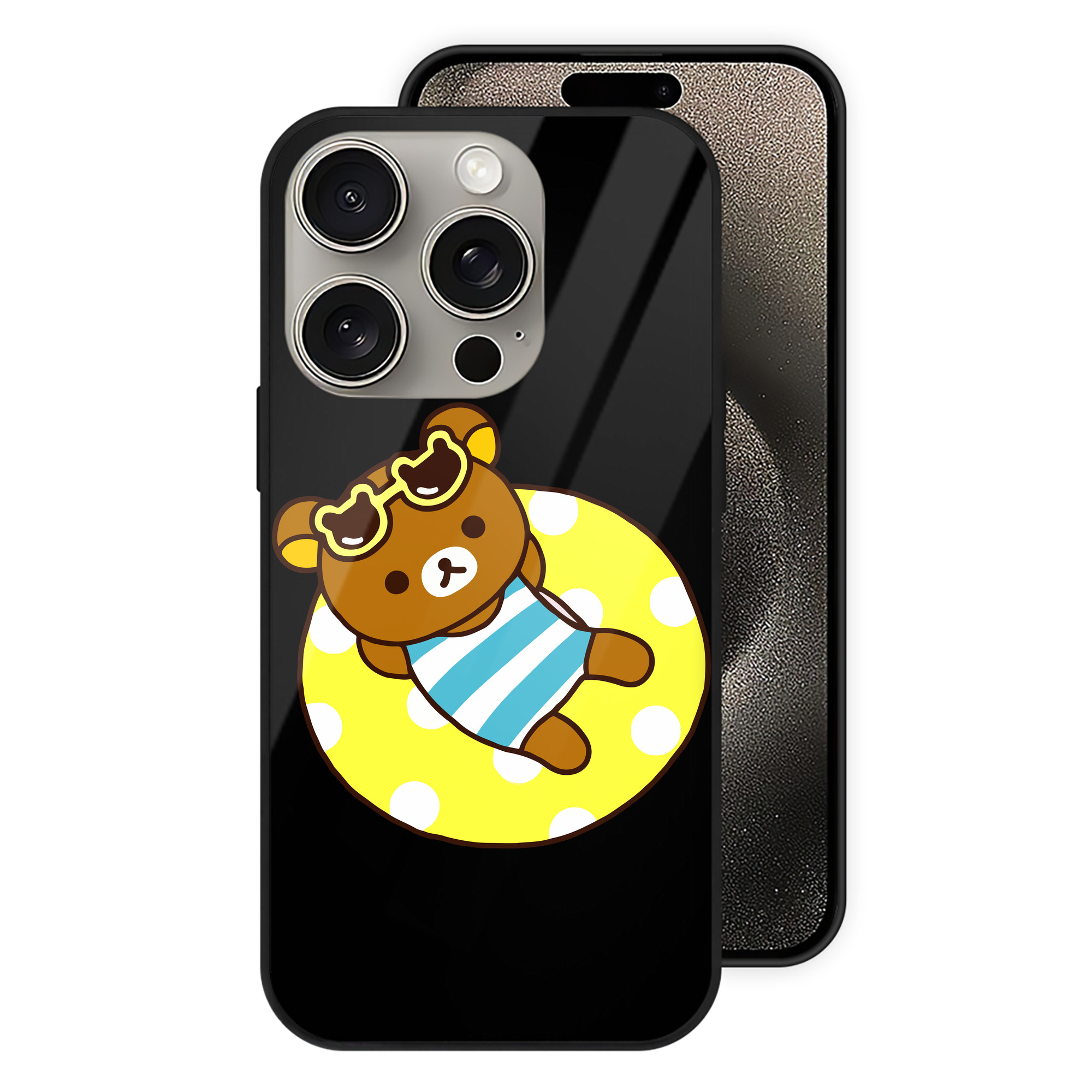 （画像用） リラックマ リラックマ キイロイトリ Rilakkuma Korilakkuma Kiiroitori 【iPhone15Pro対応】スマホケース 耐衝撃＆黄変防止 背面ガラス