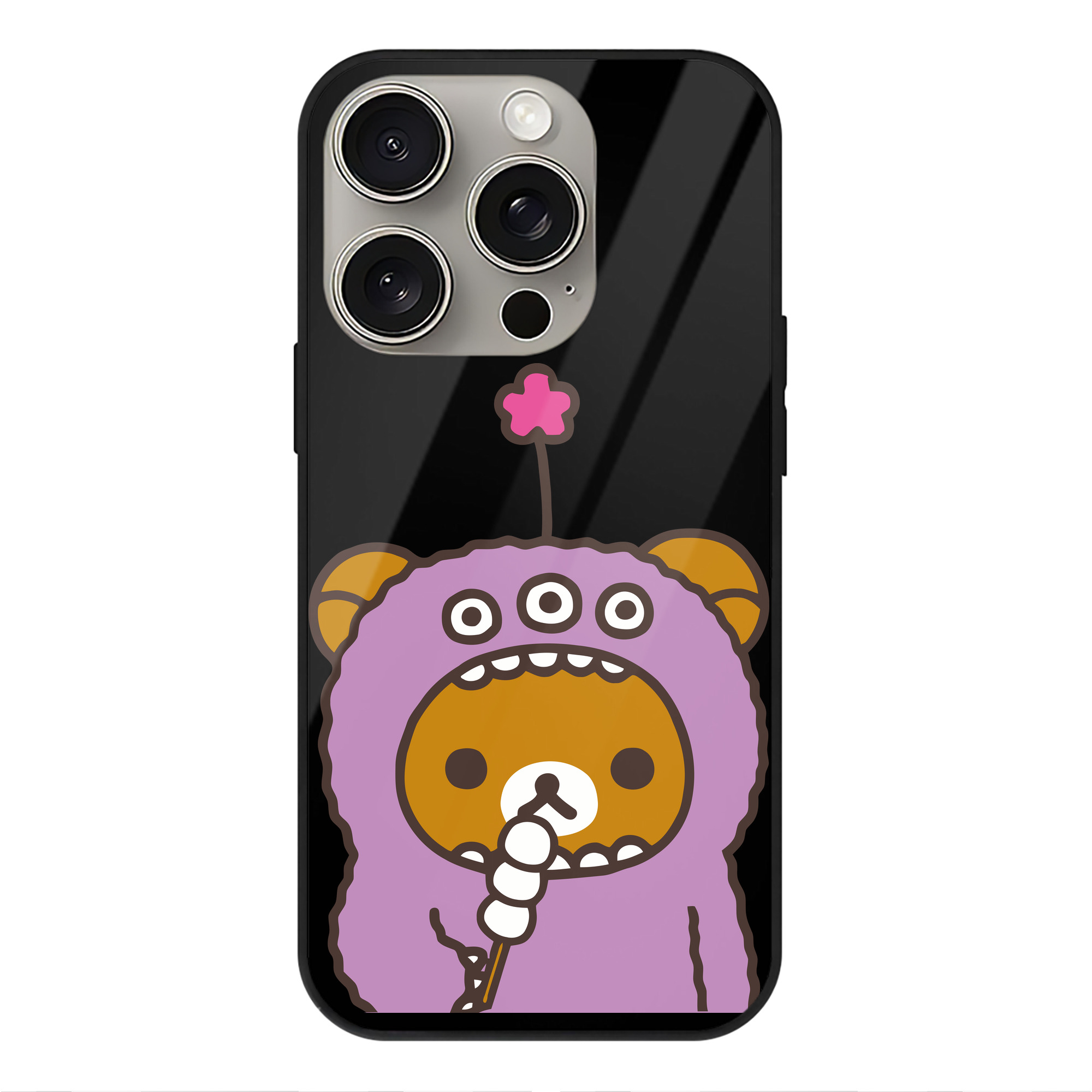 （画像用） リラックマ リラックマ キイロイトリ Rilakkuma Korilakkuma Kiiroitori 【iPhone15Pro対応】スマホケース 耐衝撃＆黄変防止 背面ガラス
