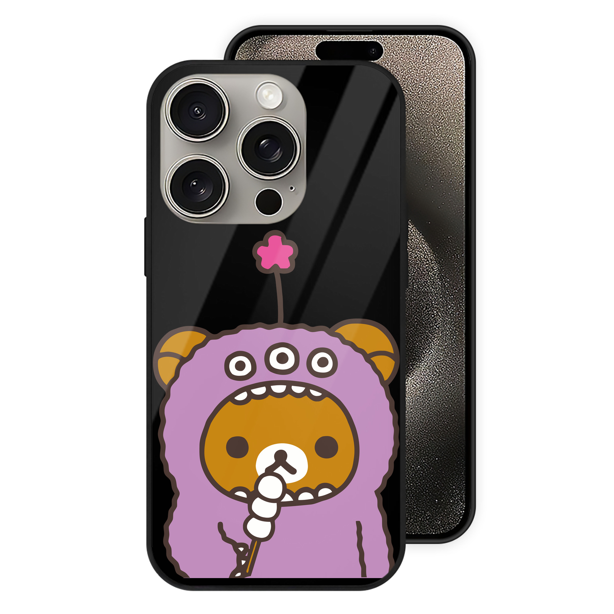 （画像用） リラックマ リラックマ キイロイトリ Rilakkuma Korilakkuma Kiiroitori 【iPhone15Pro対応】スマホケース 耐衝撃＆黄変防止 背面ガラス