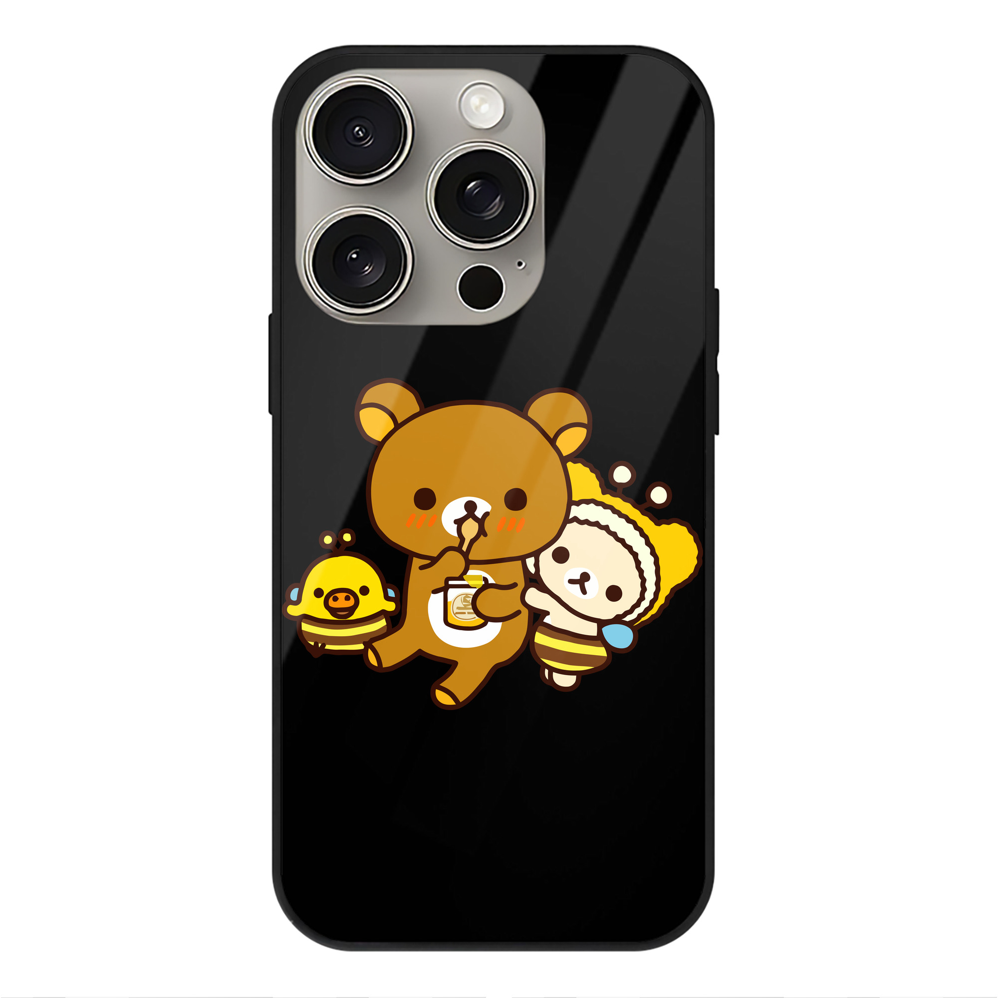 （画像用） リラックマ リラックマ キイロイトリ Rilakkuma Korilakkuma Kiiroitori 【iPhone15Pro対応】スマホケース 耐衝撃＆黄変防止 背面ガラス
