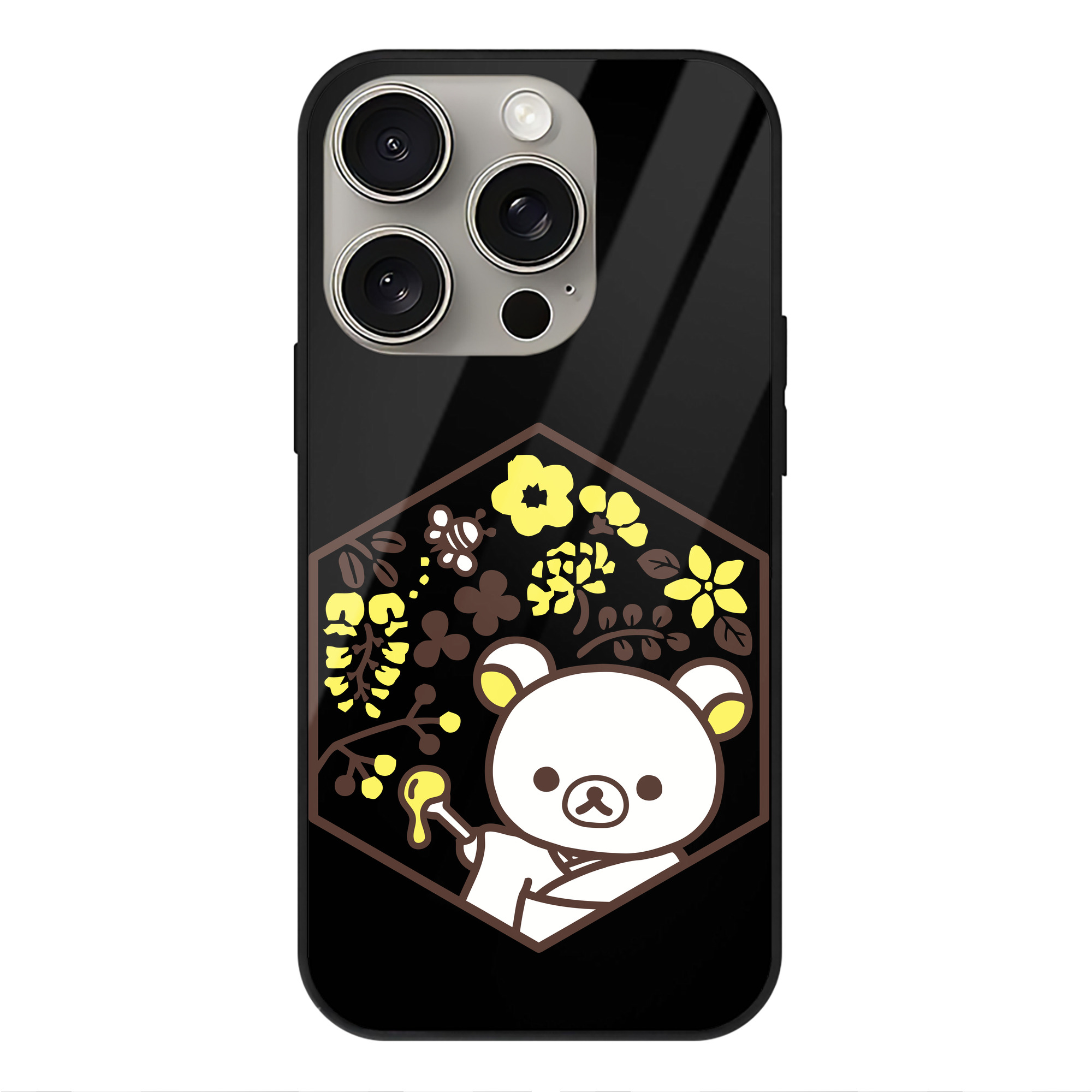 （画像用） リラックマ リラックマ キイロイトリ Rilakkuma Korilakkuma Kiiroitori 【iPhone15Pro対応】スマホケース 耐衝撃＆黄変防止 背面ガラス