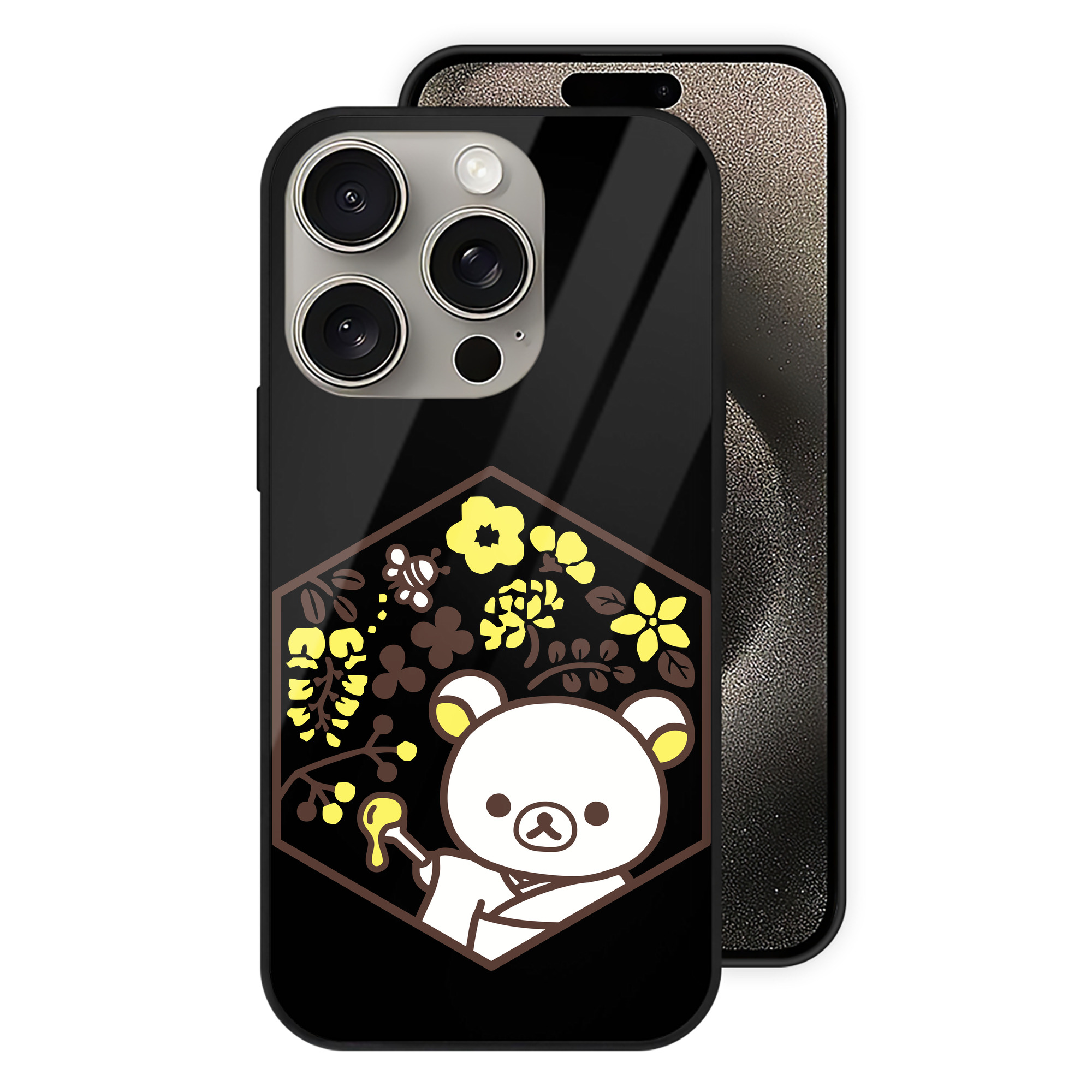 （画像用） リラックマ リラックマ キイロイトリ Rilakkuma Korilakkuma Kiiroitori 【iPhone15Pro対応】スマホケース 耐衝撃＆黄変防止 背面ガラス