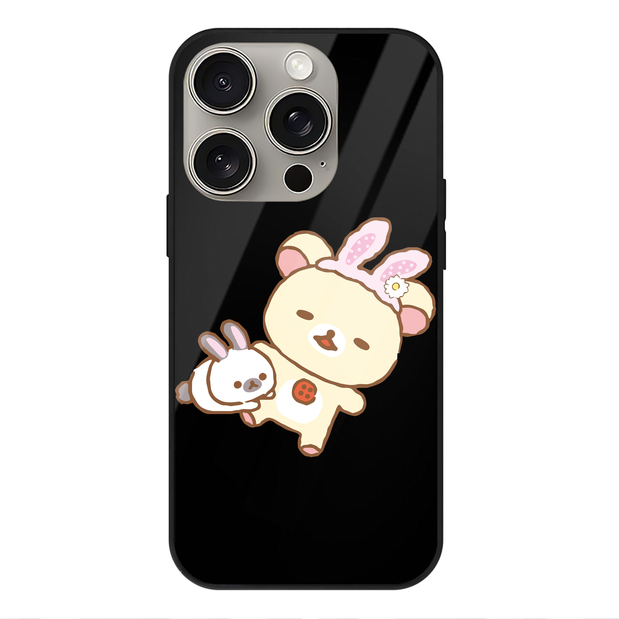 （画像用） リラックマ リラックマ キイロイトリ Rilakkuma Korilakkuma Kiiroitori 【iPhone15Pro対応】スマホケース 耐衝撃＆黄変防止 背面ガラス