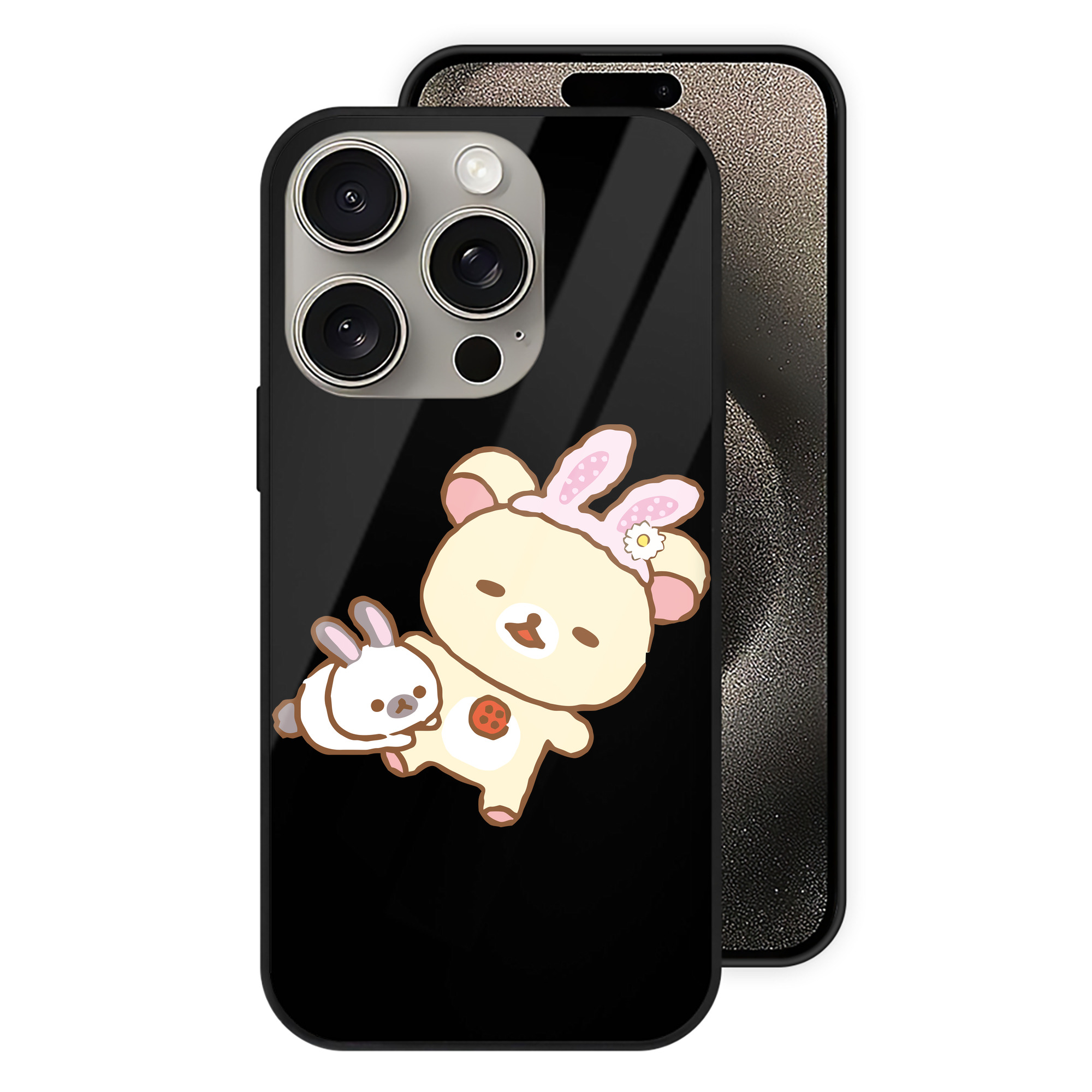 （画像用） リラックマ リラックマ キイロイトリ Rilakkuma Korilakkuma Kiiroitori 【iPhone15Pro対応】スマホケース 耐衝撃＆黄変防止 背面ガラス