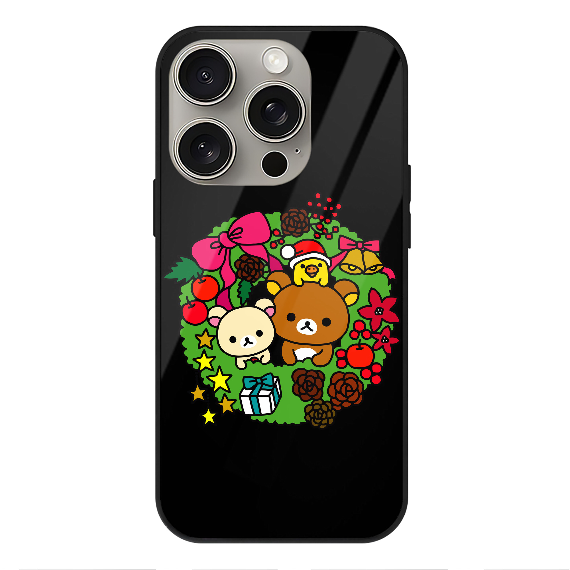 （画像用） リラックマ リラックマ キイロイトリ Rilakkuma Korilakkuma Kiiroitori 【iPhone15Pro対応】スマホケース 耐衝撃＆黄変防止 背面ガラス
