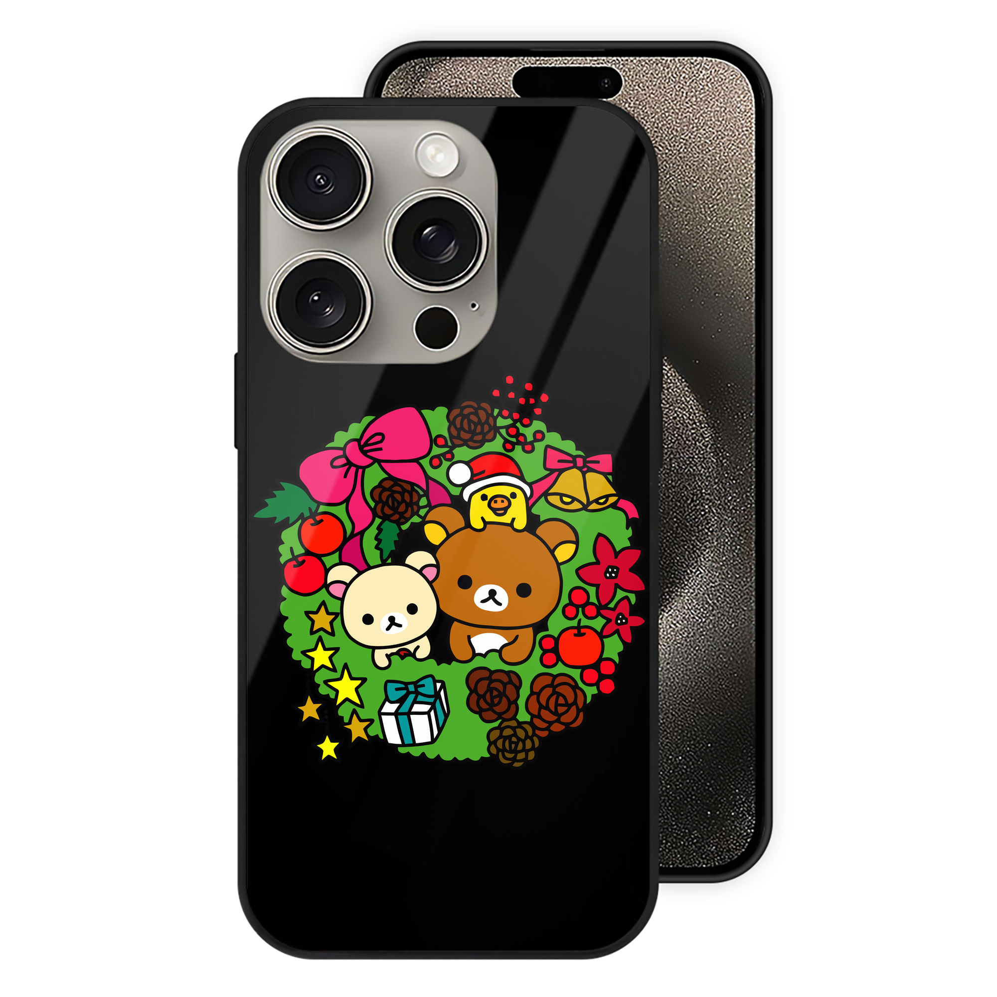 （画像用） リラックマ リラックマ キイロイトリ Rilakkuma Korilakkuma Kiiroitori 【iPhone15Pro対応】スマホケース 耐衝撃＆黄変防止 背面ガラス