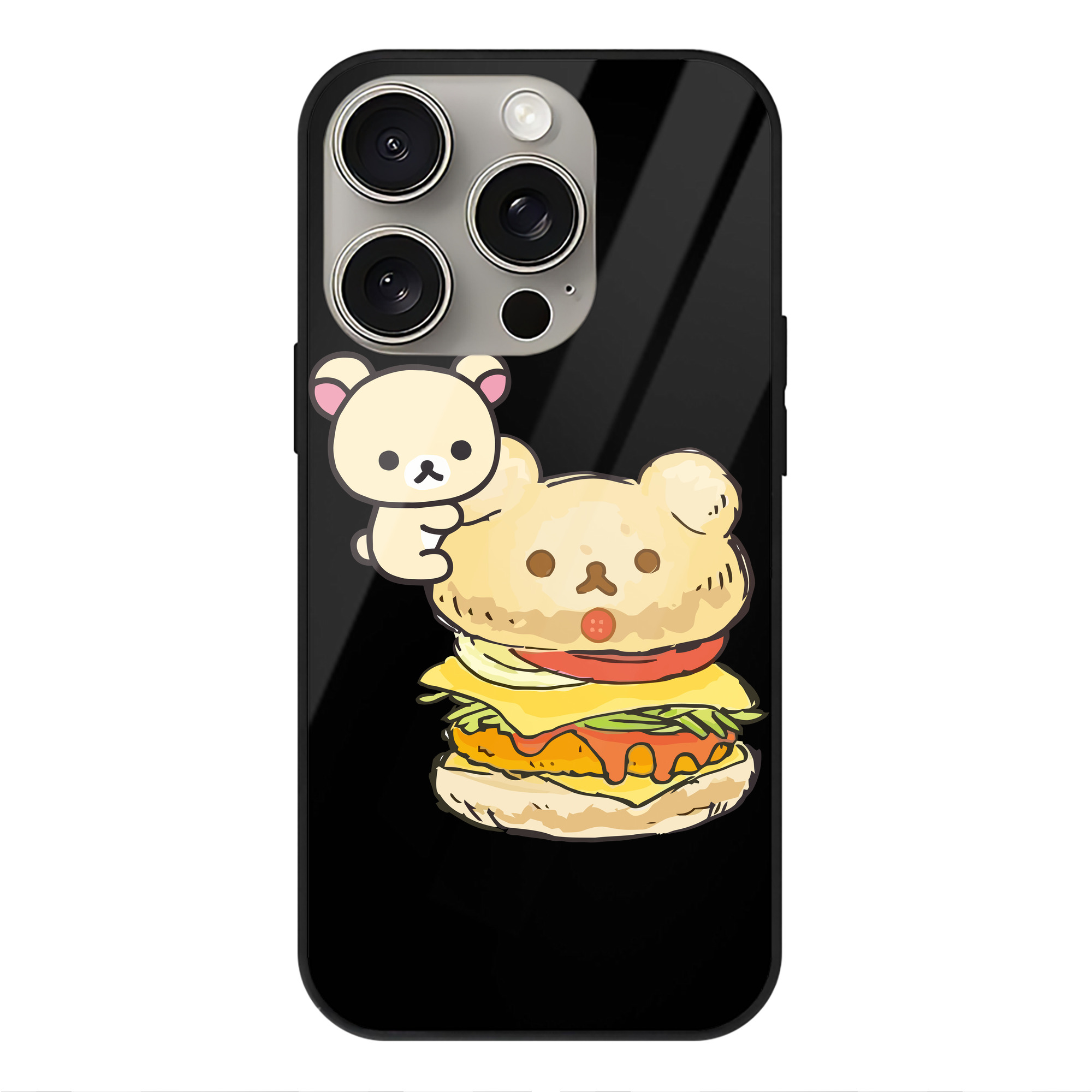 （画像用） リラックマ リラックマ キイロイトリ Rilakkuma Korilakkuma Kiiroitori 【iPhone15Pro対応】スマホケース 耐衝撃＆黄変防止 背面ガラス