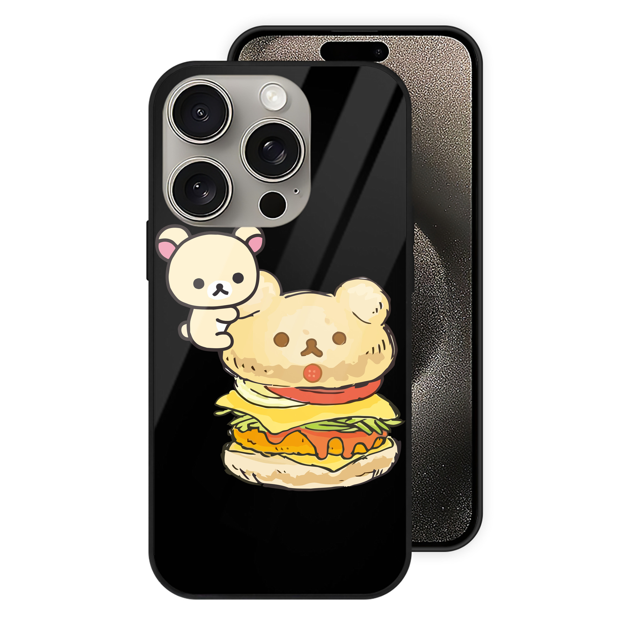 （画像用） リラックマ リラックマ キイロイトリ Rilakkuma Korilakkuma Kiiroitori 【iPhone15Pro対応】スマホケース 耐衝撃＆黄変防止 背面ガラス