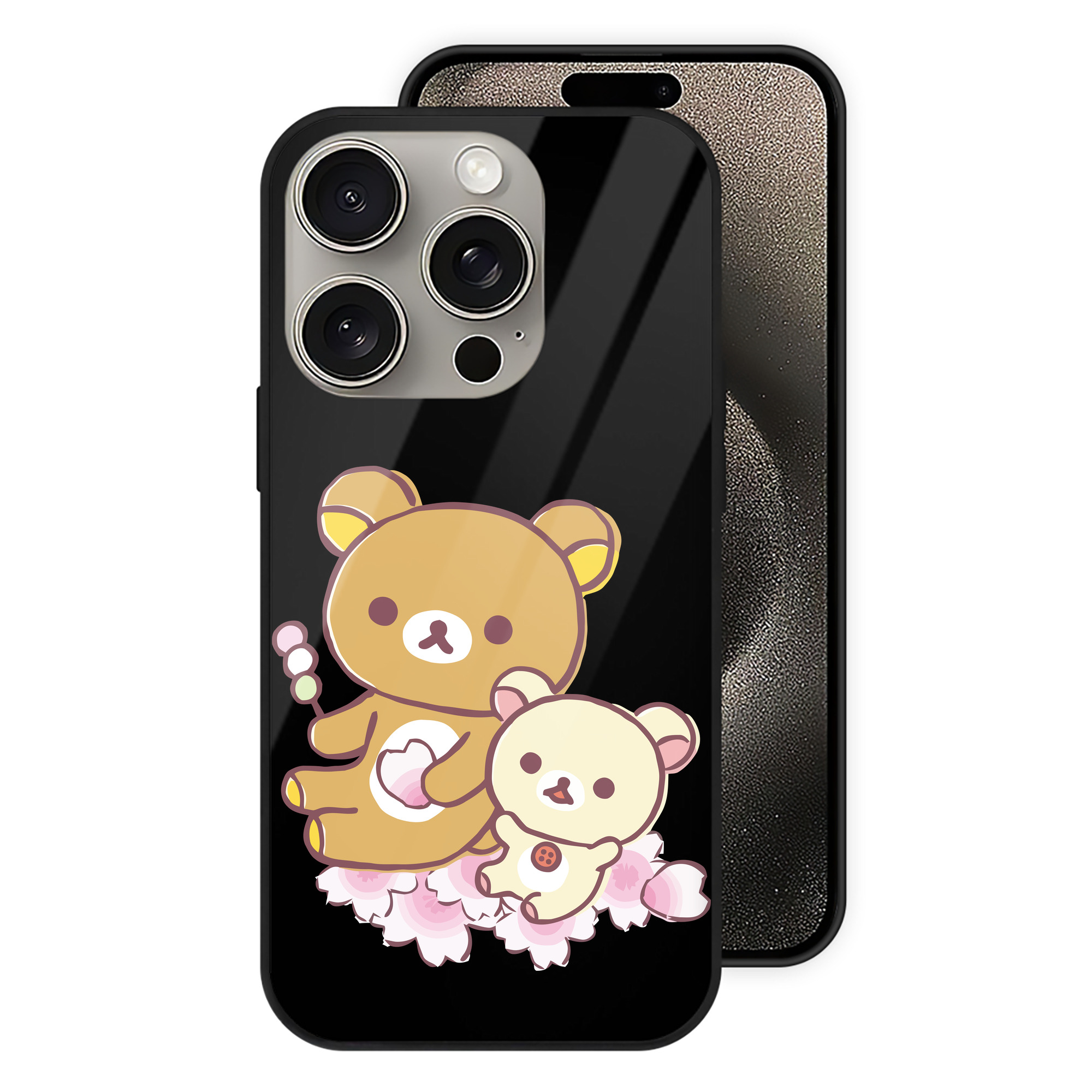（画像用） リラックマ リラックマ キイロイトリ Rilakkuma Korilakkuma Kiiroitori 【iPhone15Pro対応】スマホケース 耐衝撃＆黄変防止 背面ガラス
