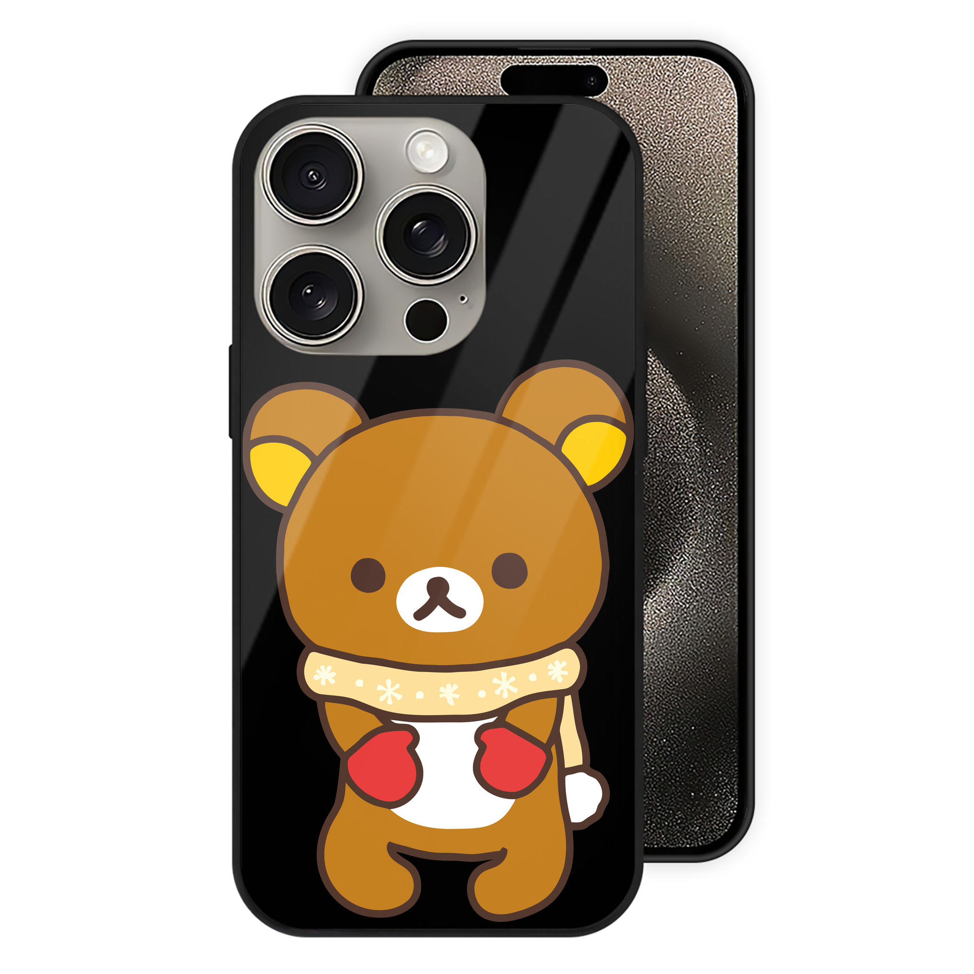 （画像用） リラックマ リラックマ キイロイトリ Rilakkuma Korilakkuma Kiiroitori 【iPhone15Pro対応】スマホケース 耐衝撃＆黄変防止 背面ガラス