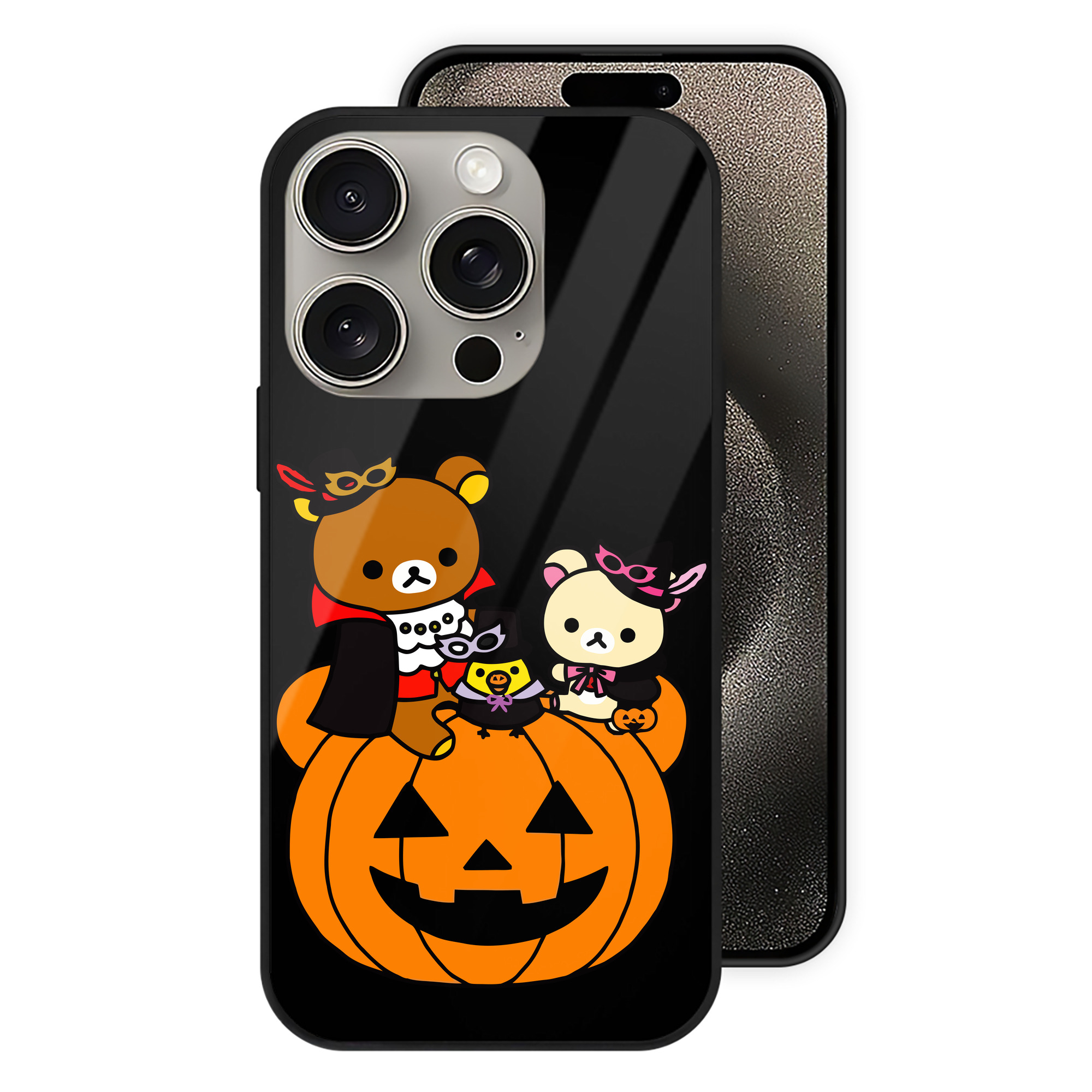 （画像用） リラックマ リラックマ キイロイトリ Rilakkuma Korilakkuma Kiiroitori 【iPhone15Pro対応】スマホケース 耐衝撃＆黄変防止 背面ガラス