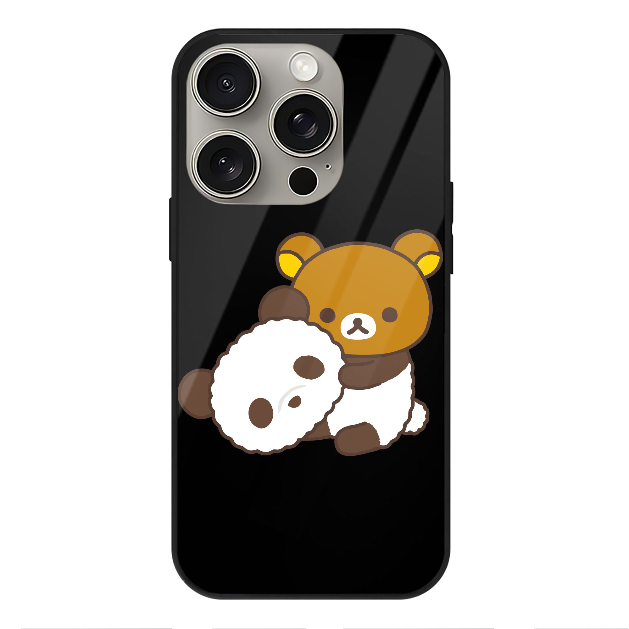 （画像用） リラックマ リラックマ キイロイトリ Rilakkuma Korilakkuma Kiiroitori 【iPhone15Pro対応】スマホケース 耐衝撃＆黄変防止 背面ガラス