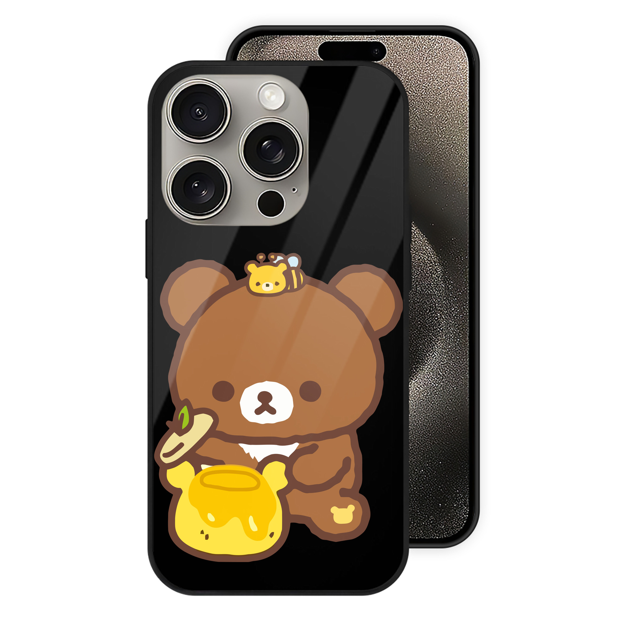 （画像用） リラックマ リラックマ キイロイトリ Rilakkuma Korilakkuma Kiiroitori 【iPhone15Pro対応】スマホケース 耐衝撃＆黄変防止 背面ガラス